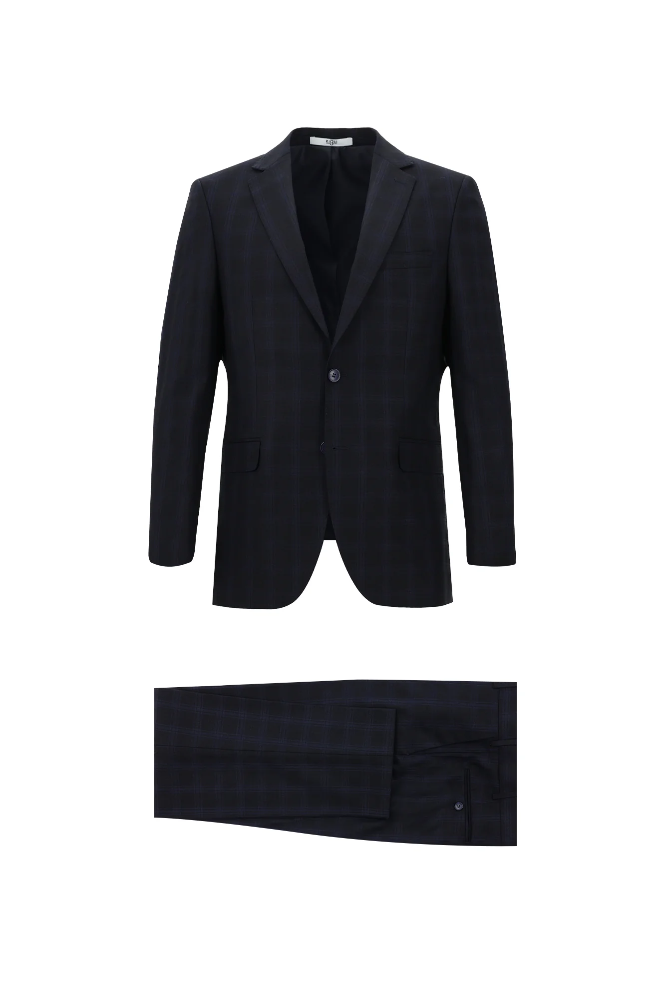 Orta Lacivert 6 Drop Regular Fit Standart Kesim Ekose Takım Elbise
