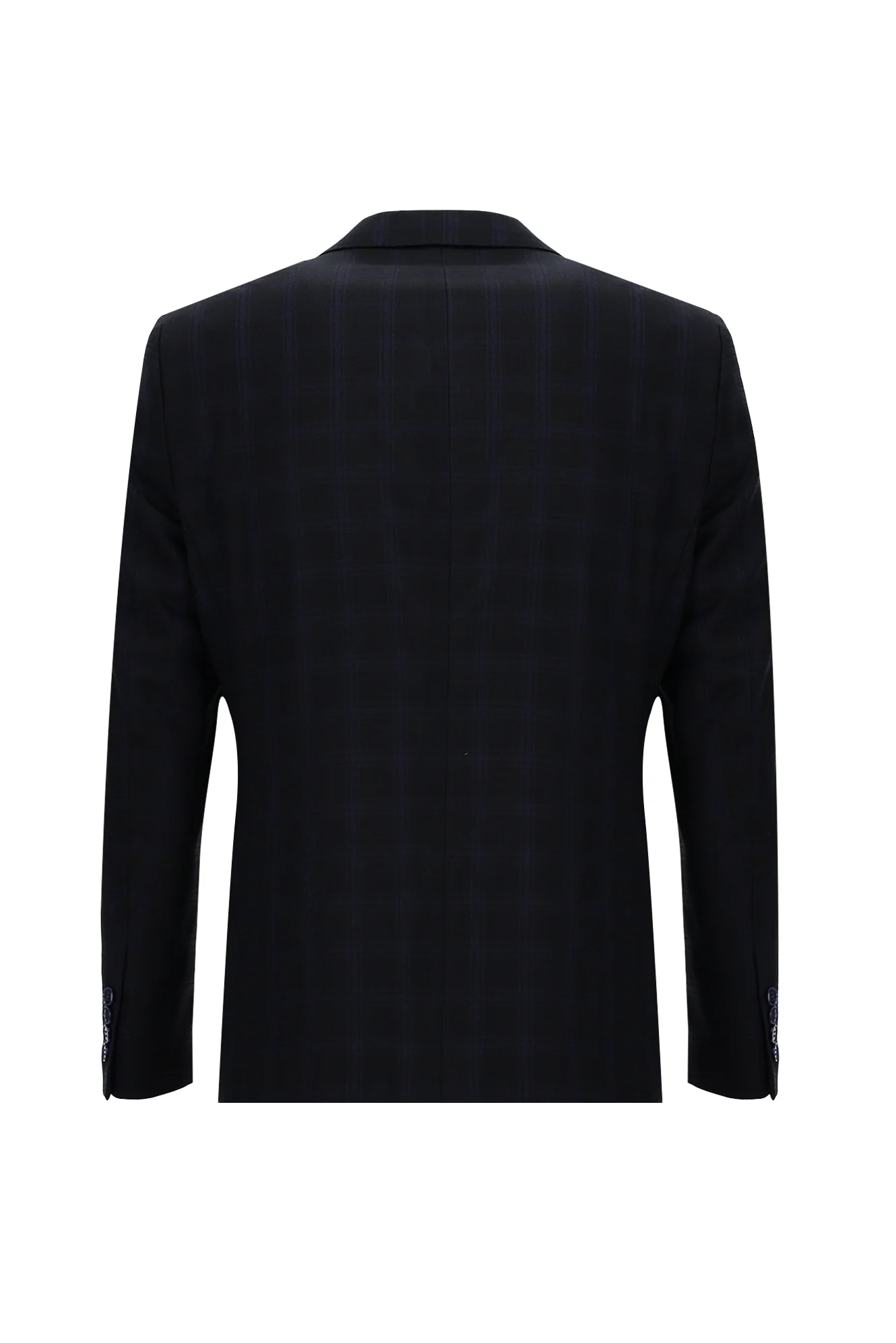 Orta Lacivert 6 Drop Regular Fit Standart Kesim Ekose Takım Elbise - Image 3