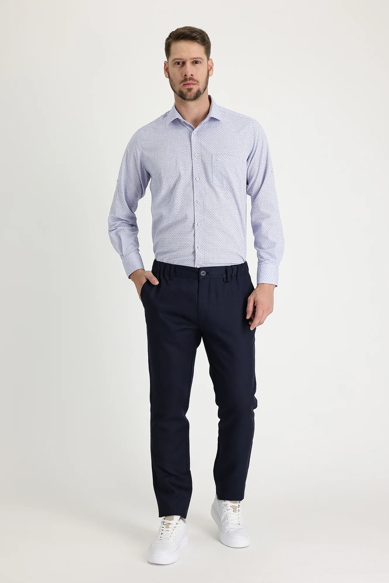 Orta Lacivert Regular Fit Standart Kesim Kanvas / Chino Keten Pantolon - Image 2