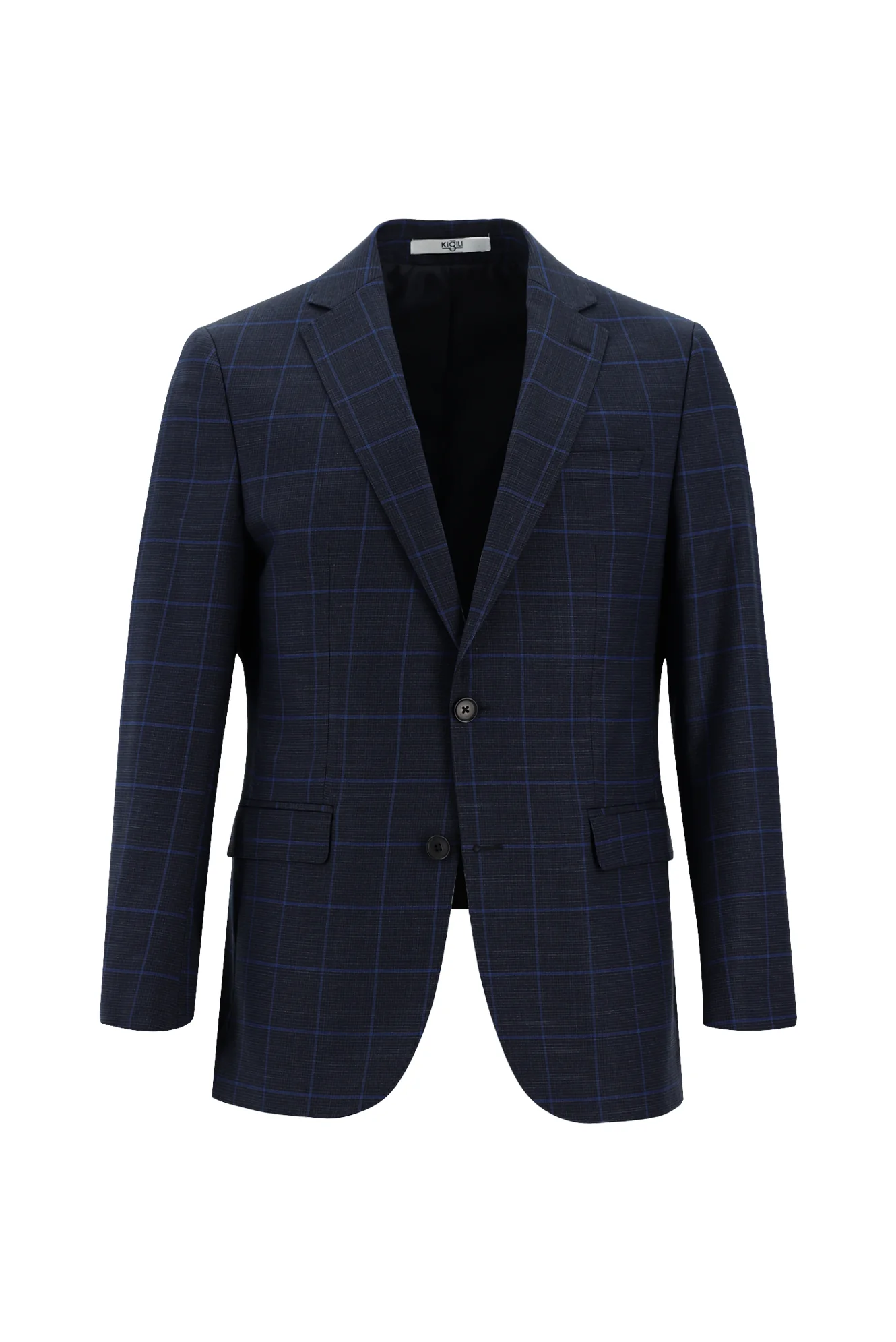 Orta Lacivert 6 Drop Regular Fit Standart Kesim Kareli Takım Elbise - Image 2