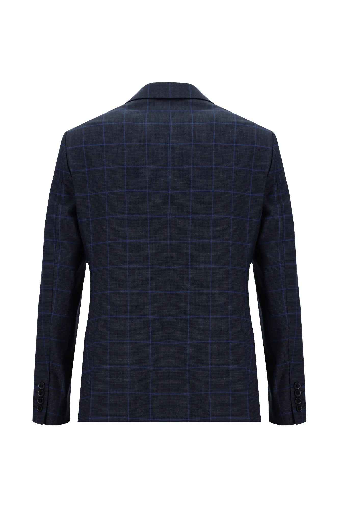 Orta Lacivert 6 Drop Regular Fit Standart Kesim Kareli Takım Elbise - Image 3