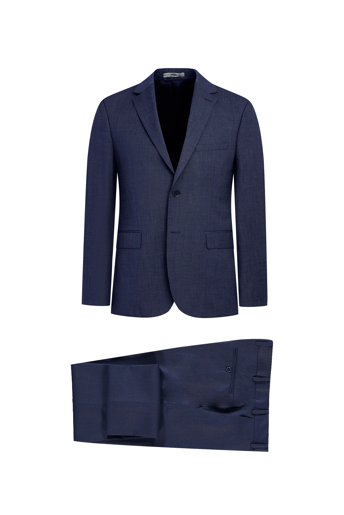 Orta Lacivert 6 Drop Regular Fit Standart Kesim Desenli Takım Elbise