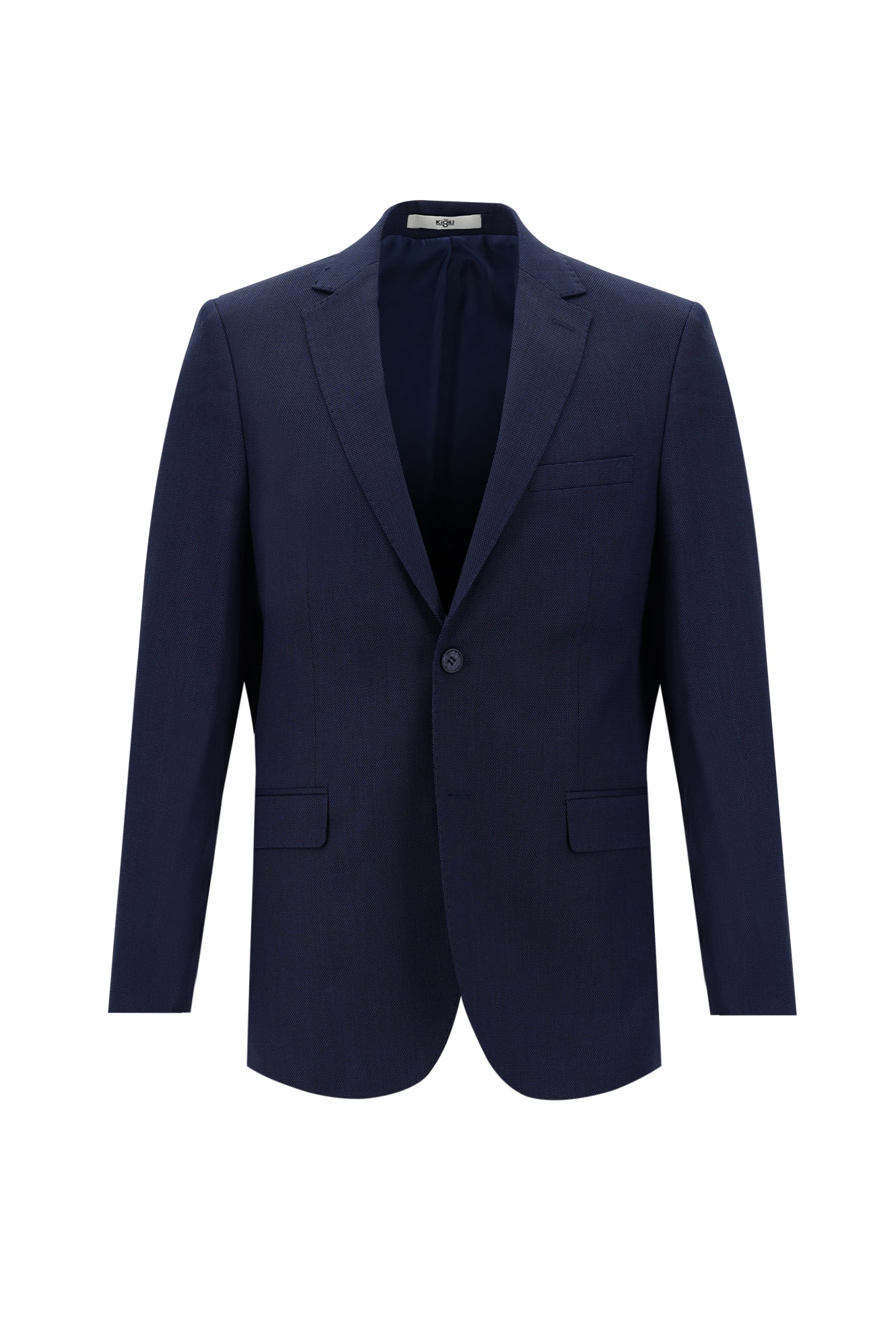 Orta Lacivert 6 Drop Regular Fit Standart Kesim Kuşgözü Takım Elbise - Image 2