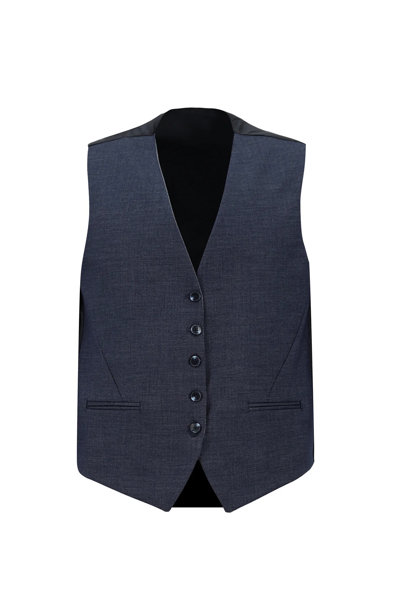 Orta Lacivert 6 Drop Regular Fit Standart Kesim Kombinli Yelekli Takım Elbise - Image 4