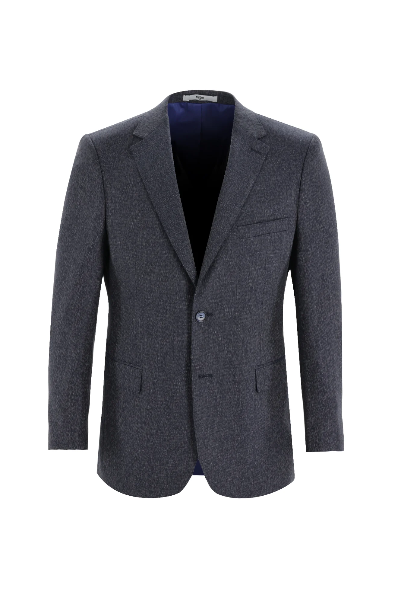 Orta Lacivert 6 Drop Regular Fit Standart Kesim Kuşgözü Takım Elbise - Image 2