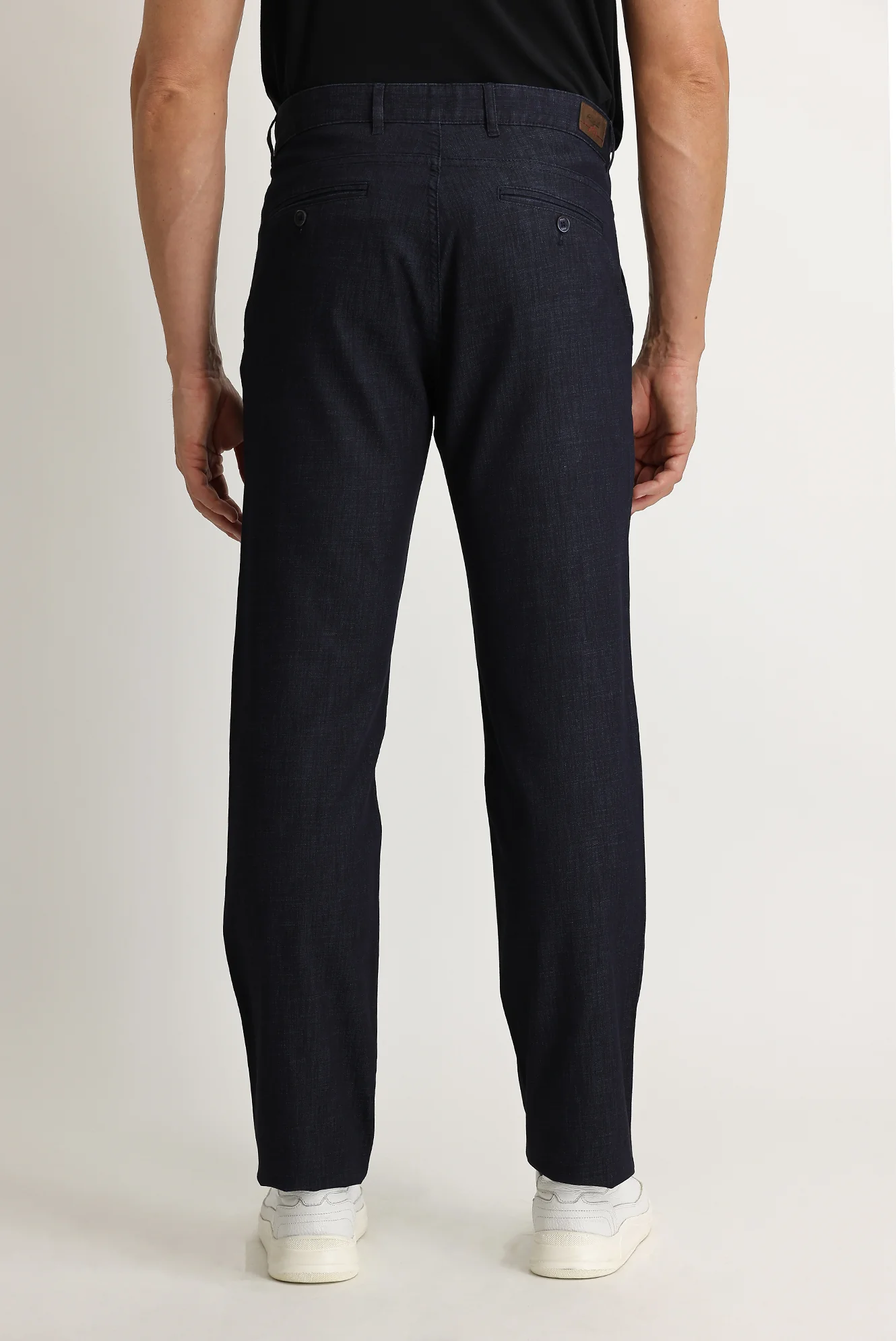 Orta Lacivert Regular Fit Standart Kesim Likralı Denim Look Pantolon - Image 4