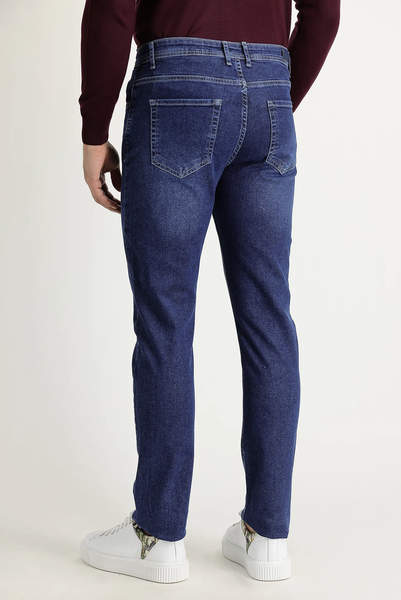 Orta Lacivert Regular Fit Standart Kesim Likralı Denim Pantolon - Image 4