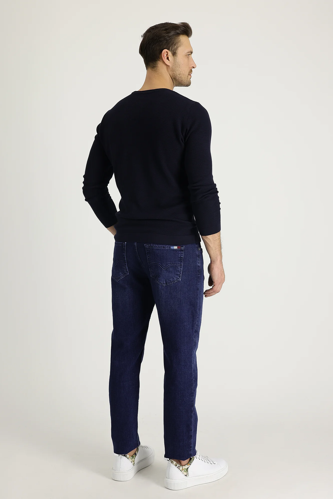 Orta Lacivert Regular Fit Standart Kesim Likralı Denim Pantolon - Image 3