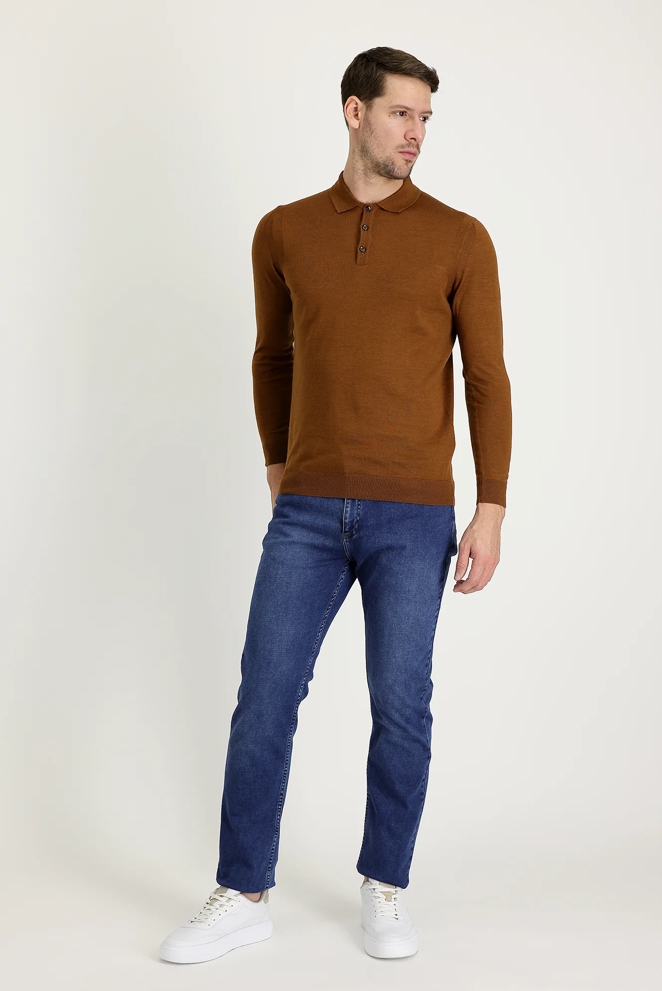 Orta Lacivert Regular Fit Standart Kesim Likralı Denim Pantolon