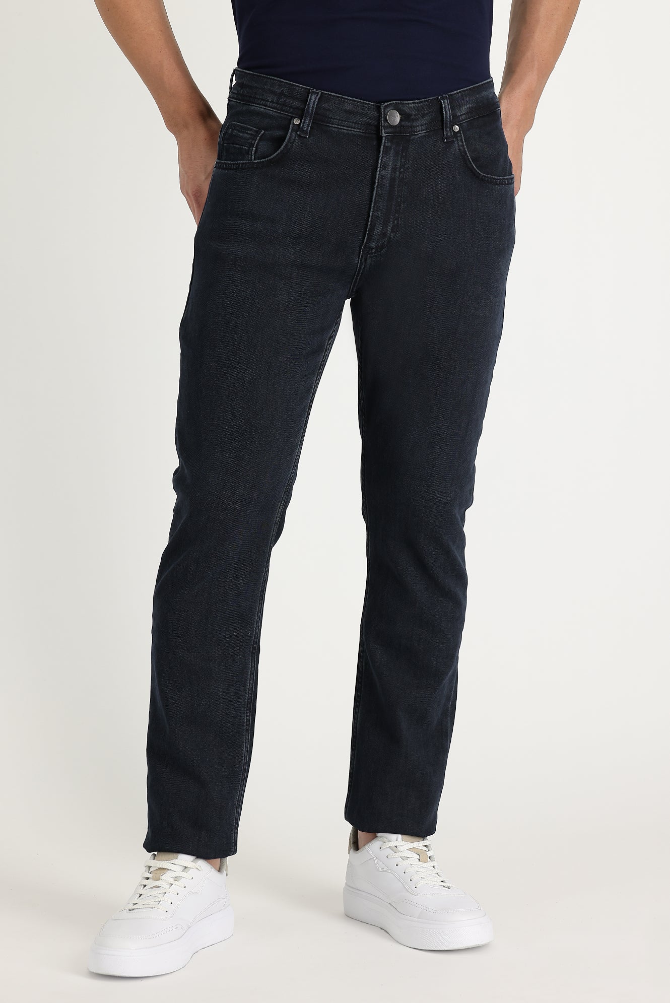 Orta Lacivert Regular Fit Standart Kesim Likralı Denim Pantolon - Image 2