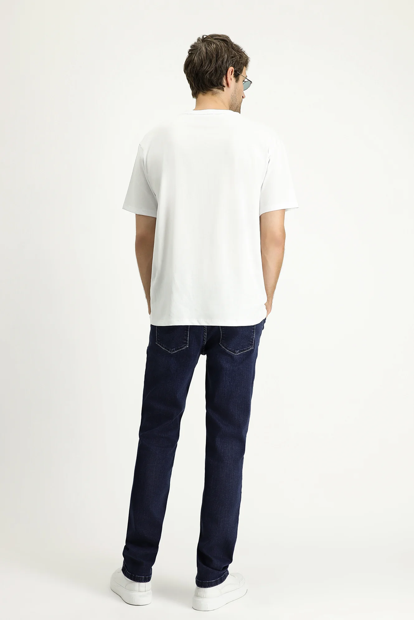 Orta Lacivert Regular Fit Standart Kesim Likralı Denim Pantolon - Image 5
