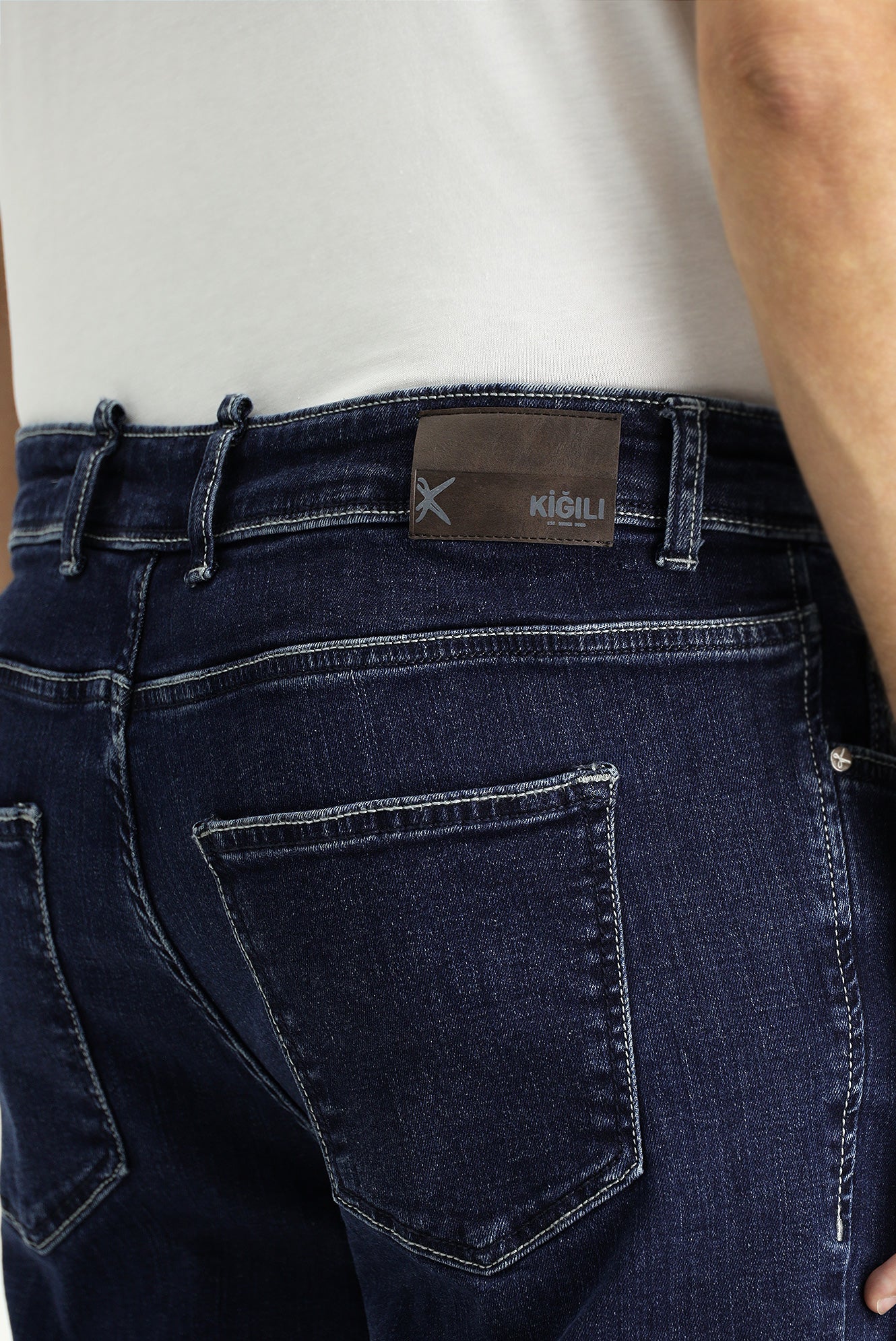 Orta Lacivert Regular Fit Standart Kesim Likralı Denim Pantolon - Image 6