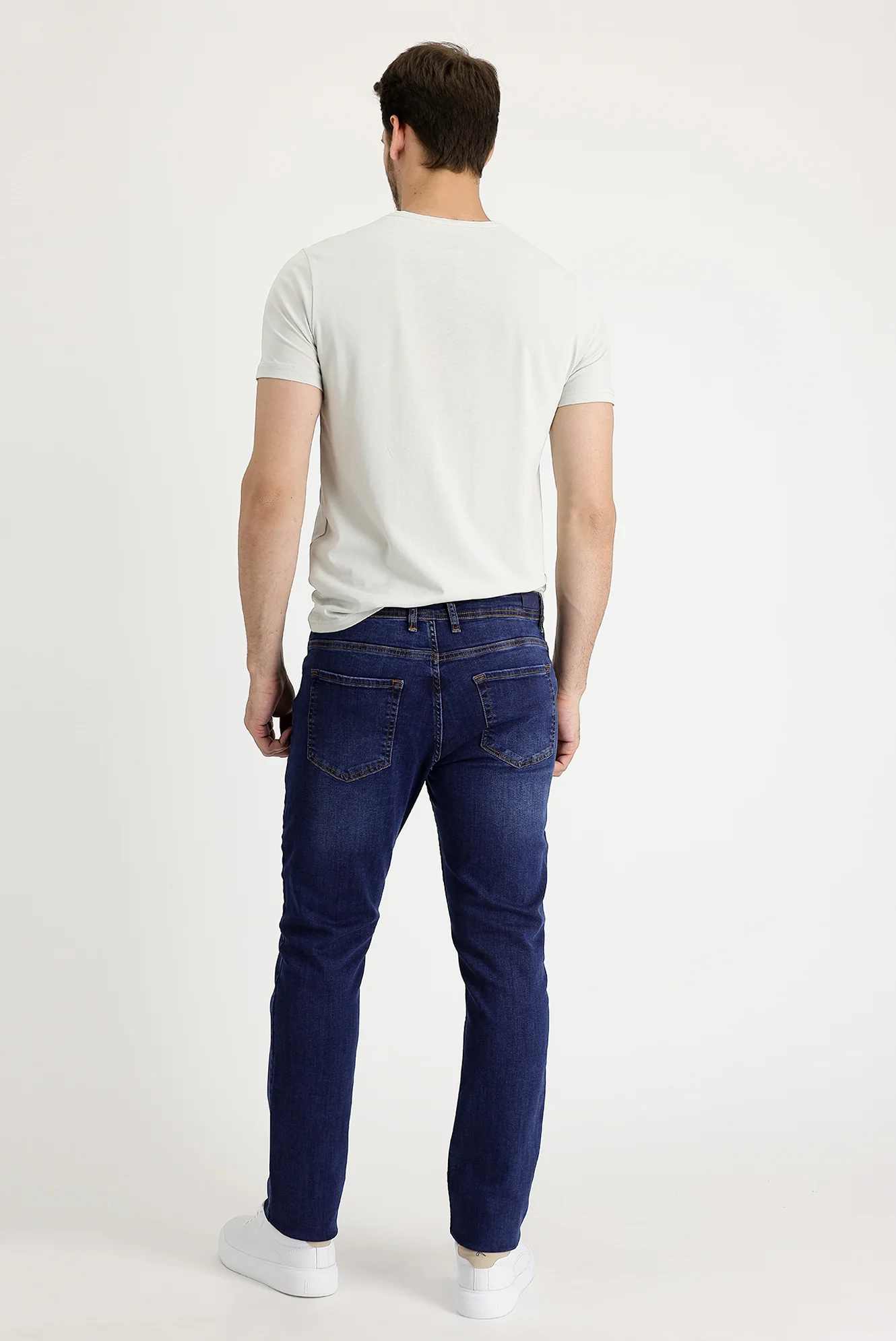 Orta Lacivert Regular Fit Standart Kesim Likralı Denim Pantolon - Image 3