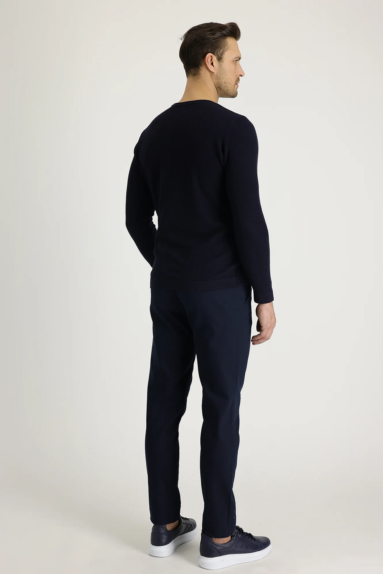 Orta Lacivert Regular Fit Standart Kesim Likralı Kanvas / Chino Pantolon - Image 3