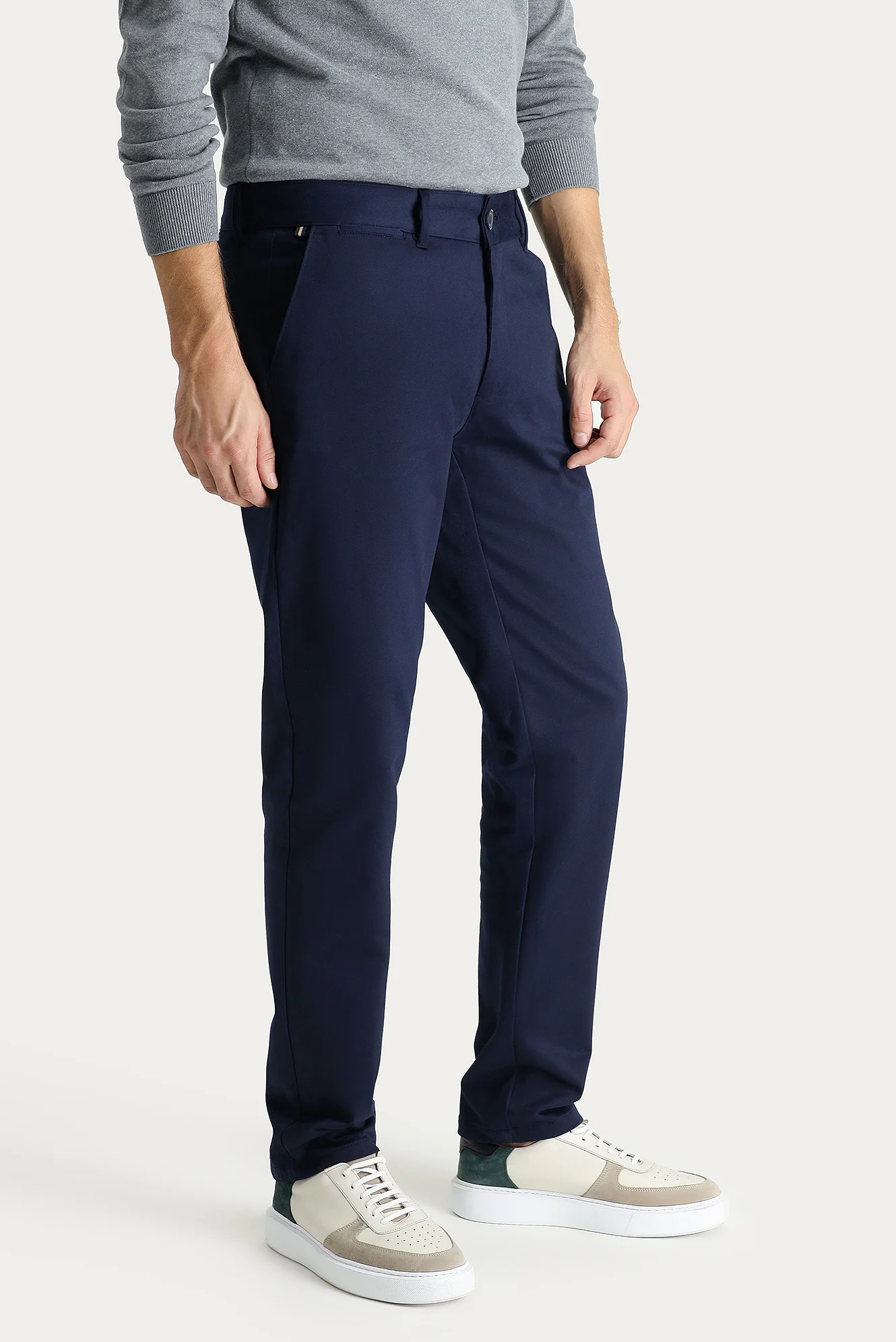 Orta Lacivert Regular Fit Standart Kesim Likralı Kanvas / Chino Pantolon - Image 3