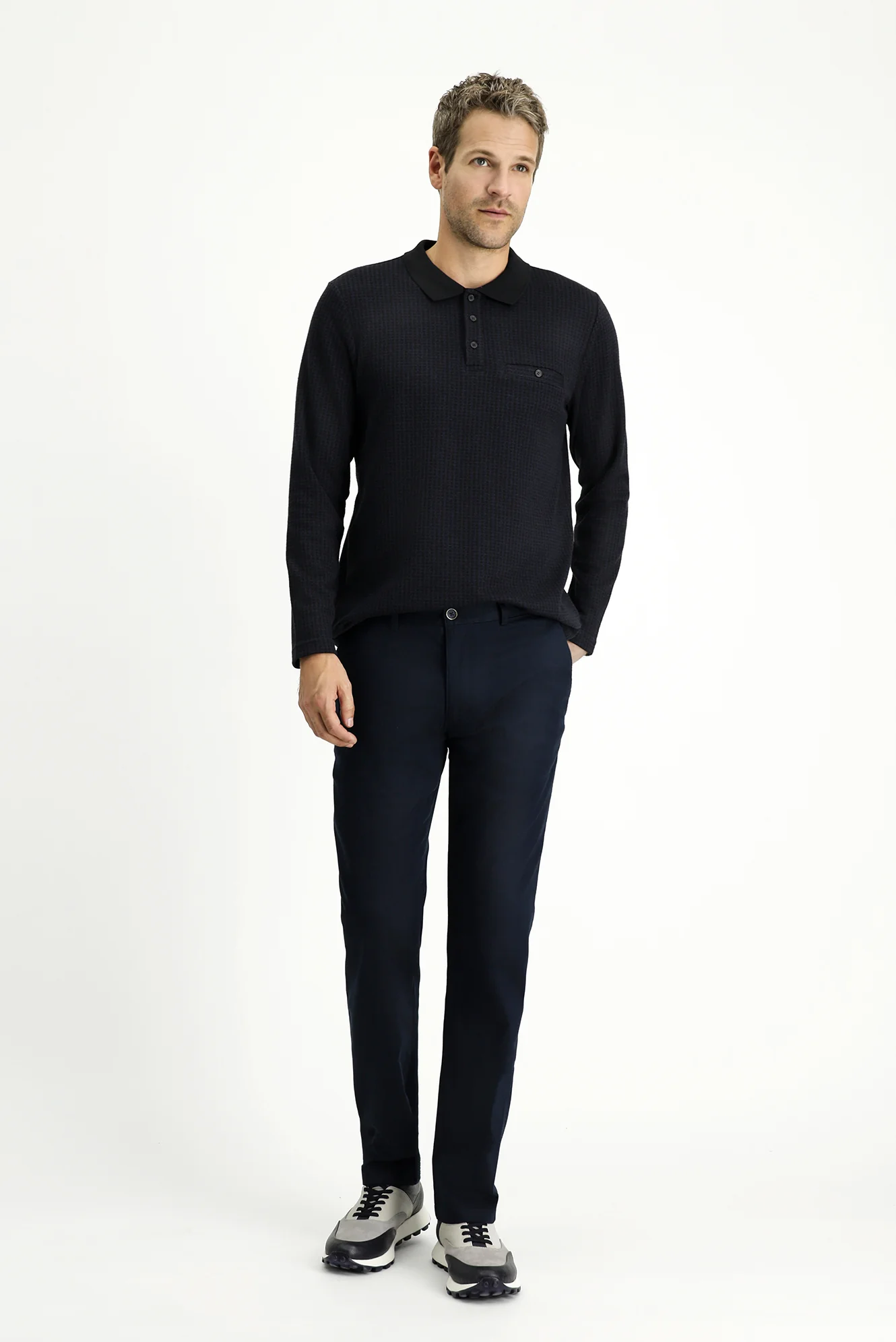 Orta Lacivert Regular Fit Standart Kesim Likralı Kanvas / Chino Pantolon - Image 2