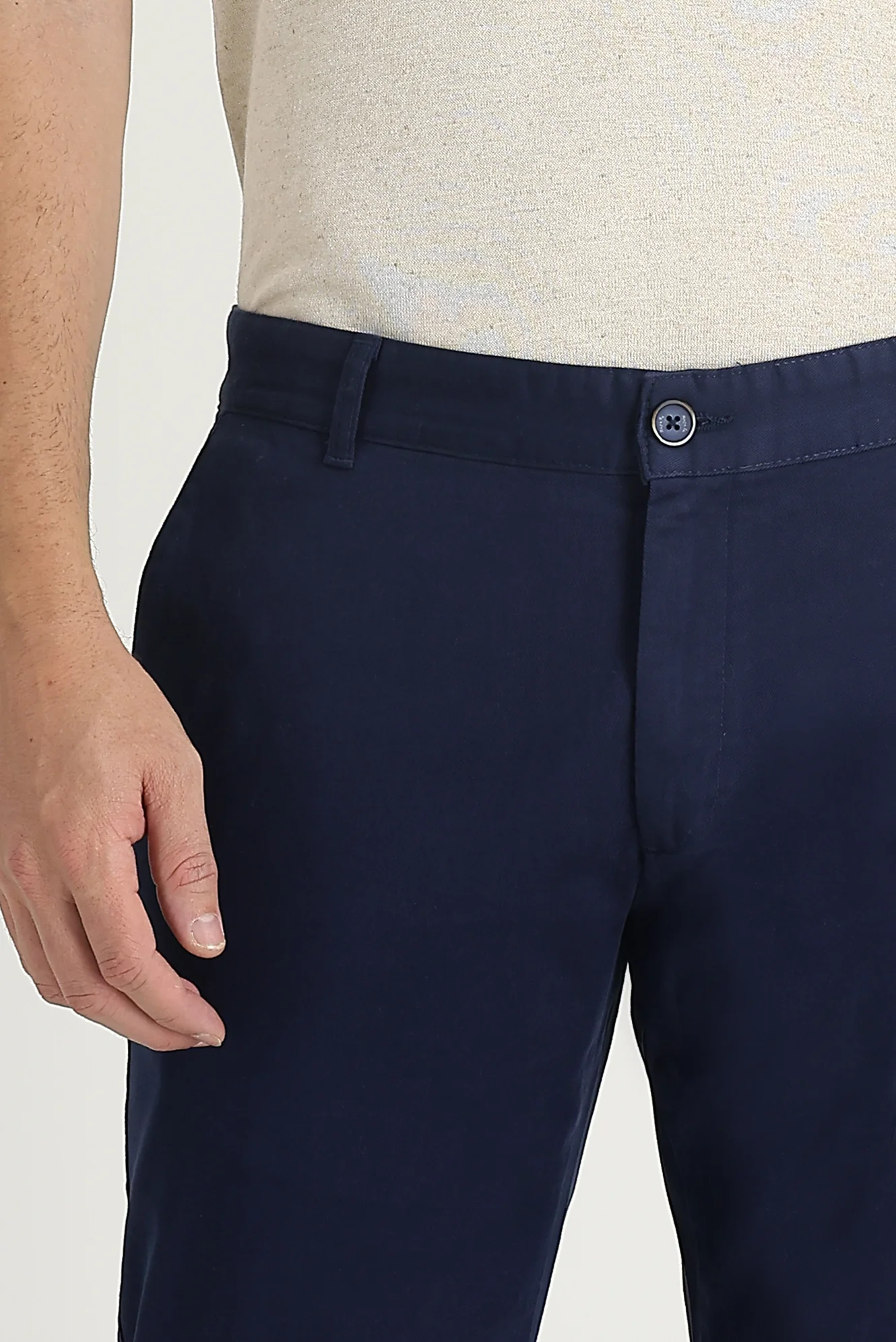 Orta Lacivert Regular Fit Standart Kesim Likralı Kanvas / Chino Pantolon - Image 2