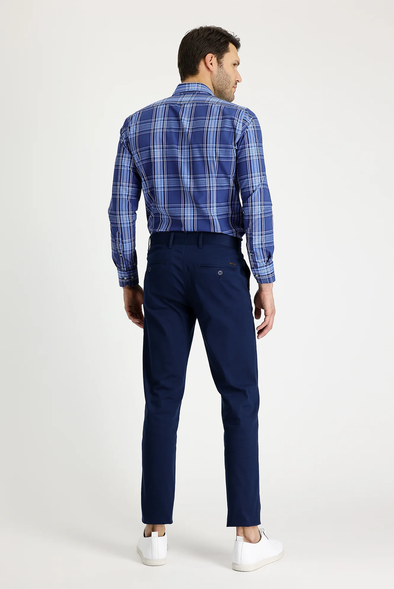 Orta Lacivert Regular Fit Standart Kesim Likralı Kanvas / Chino Pantolon - Image 3