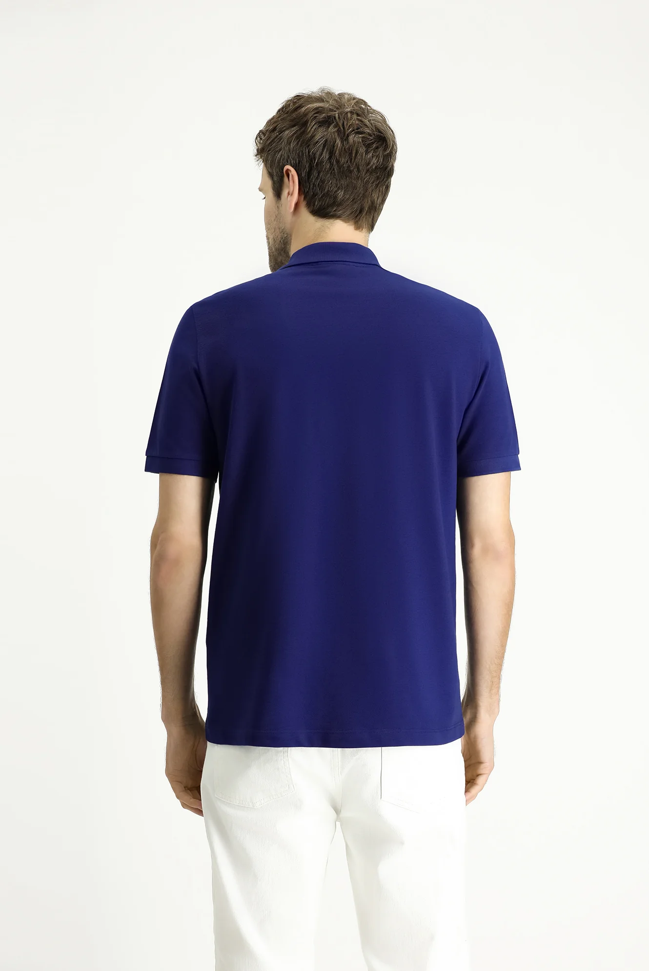 Orta Lacivert Regular Fit Nakışlı Pamuk Polo Yaka Tişört - Image 4