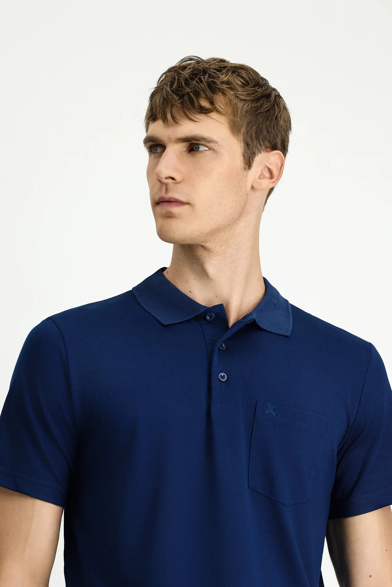 Orta Lacivert Regular Fit Pamuklu Nakışlı Cepli Polo Yaka Tişört - Image 3