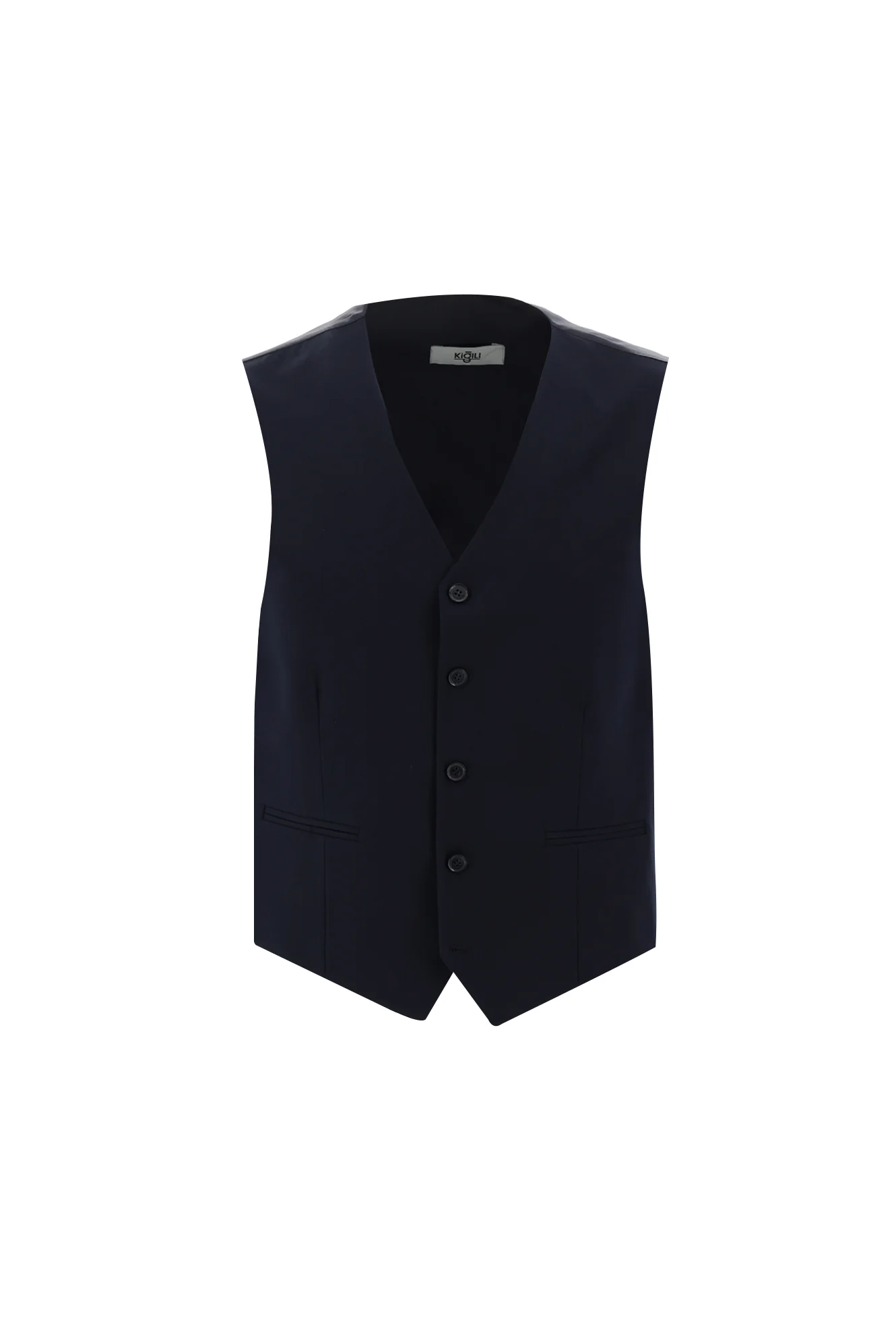 Orta Lacivert 6 Drop Regular Fit Standart Kesim Yelekli Takım Elbise - Image 4