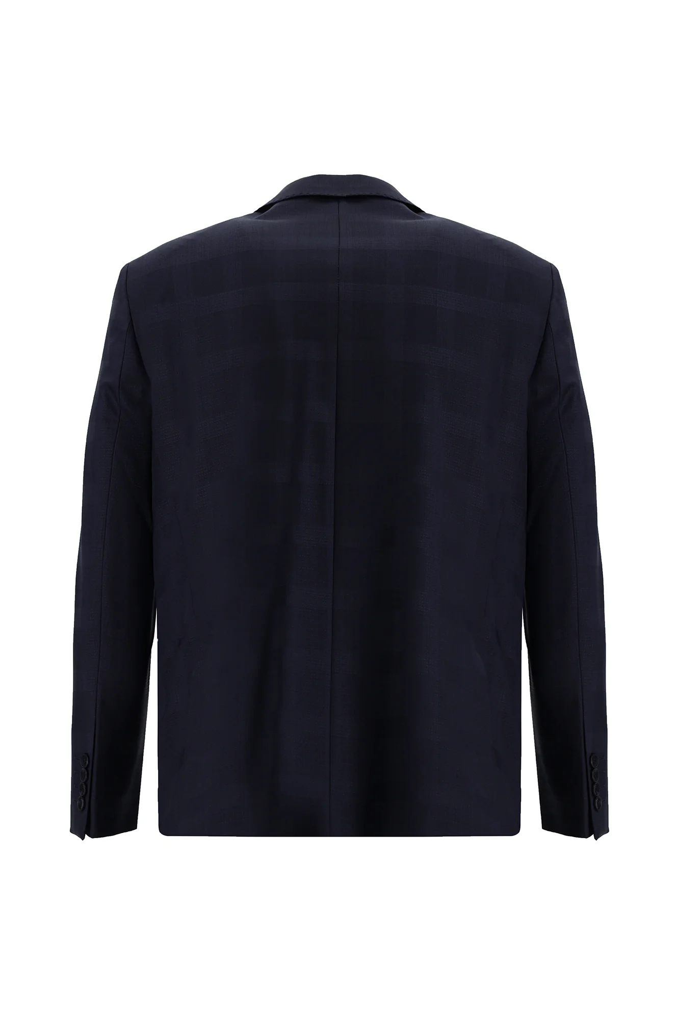 Orta Lacivert 6 Drop Regular Fit Standart Kesim Yünlü Ekose Takım Elbise - Image 3