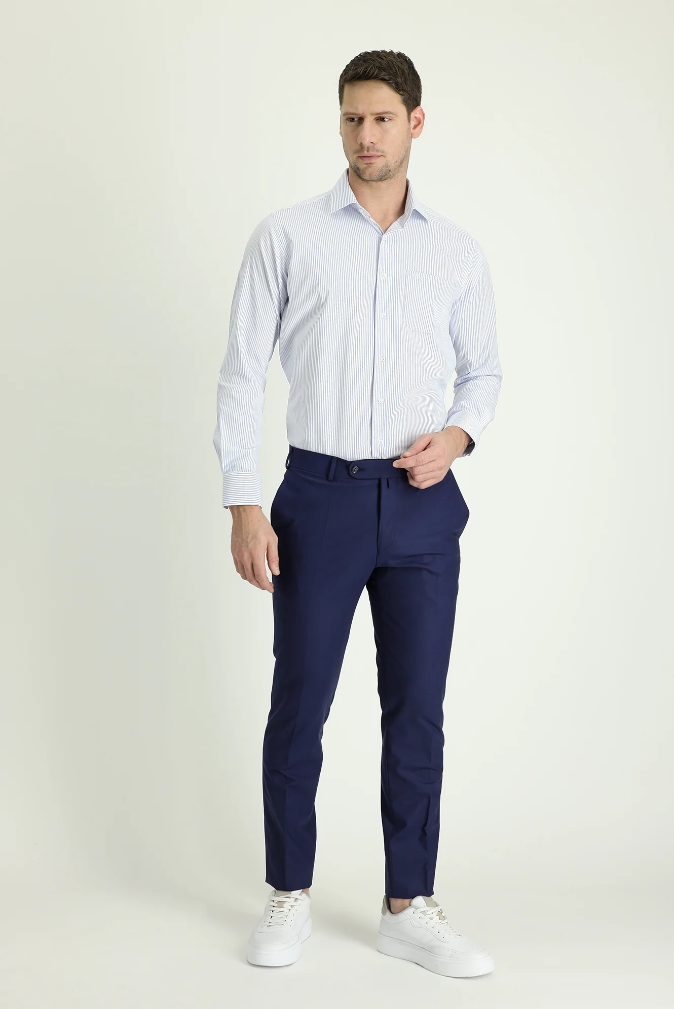 Orta Lacivert 6 Drop Regular Fit Standart Kesim Yünlü Klasik Kumaş Pantolon - Image 2