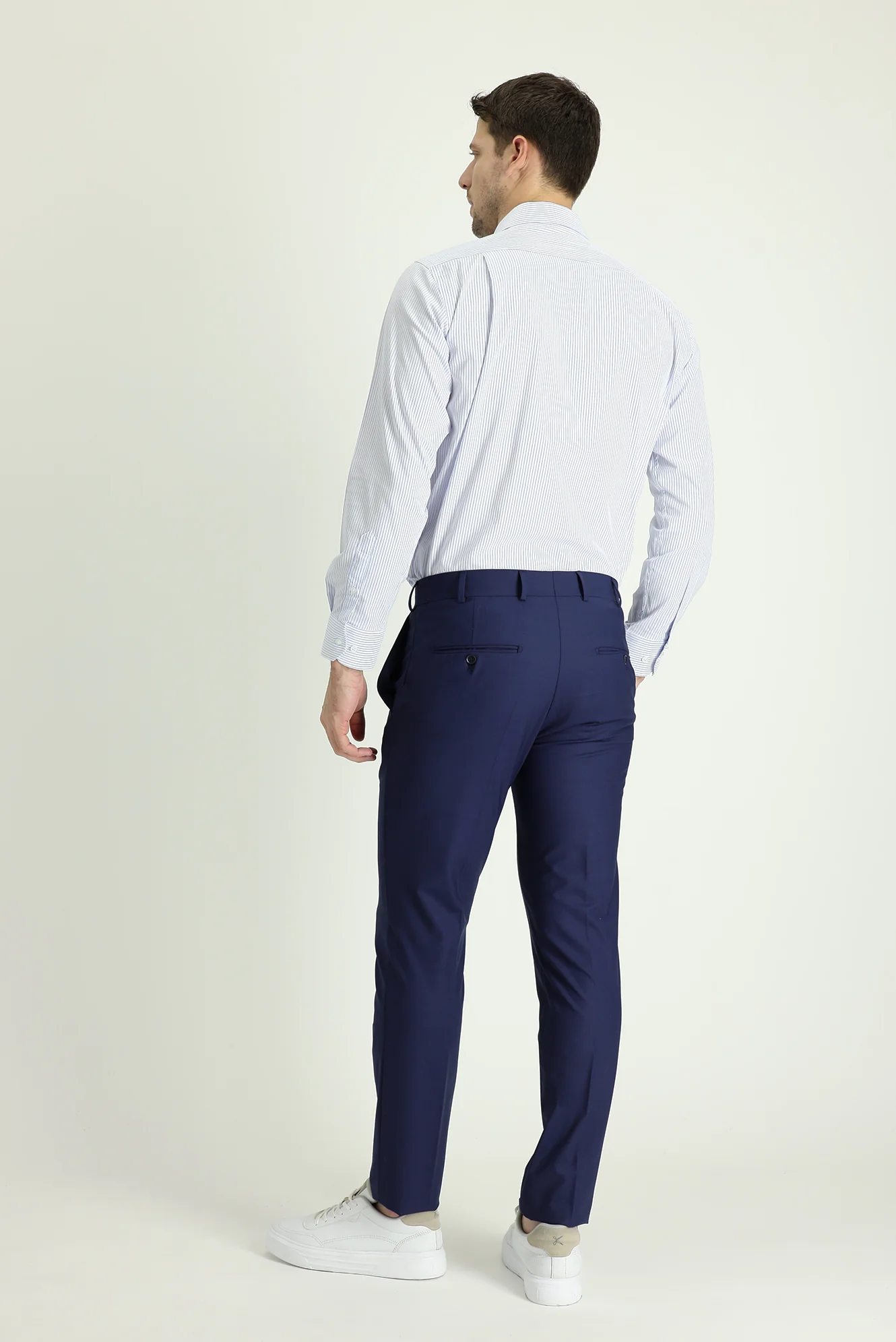 Orta Lacivert 6 Drop Regular Fit Standart Kesim Yünlü Klasik Kumaş Pantolon - Image 3