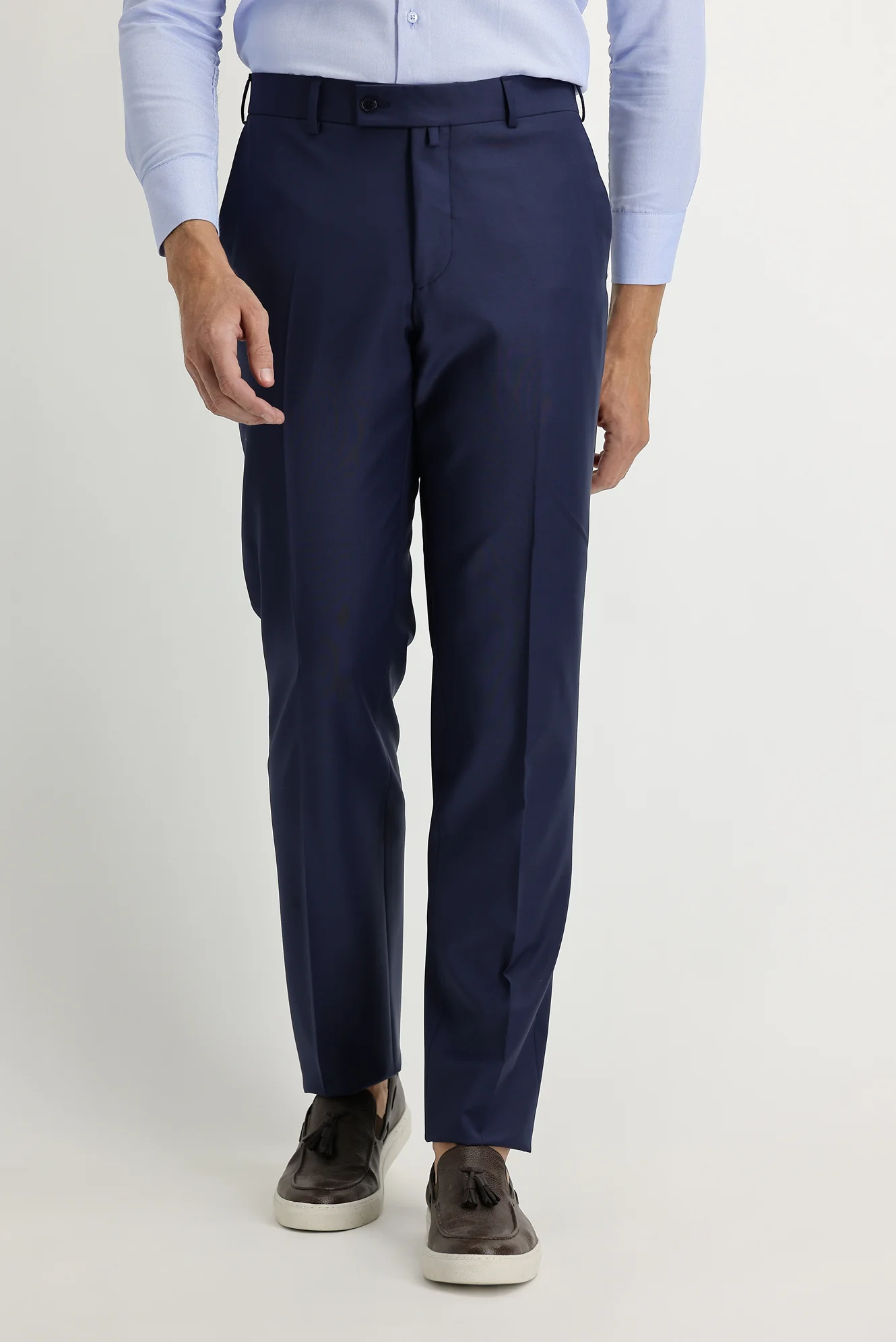 Orta Lacivert 6 Drop Regular Fit Standart Kesim Yünlü Klasik Kumaş Pantolon - Image 2
