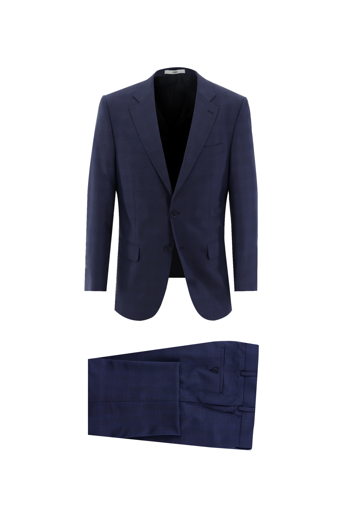 Orta Lacivert 4 Drop Relaxed Fit Rahat Kesim Ekose Takım Elbise