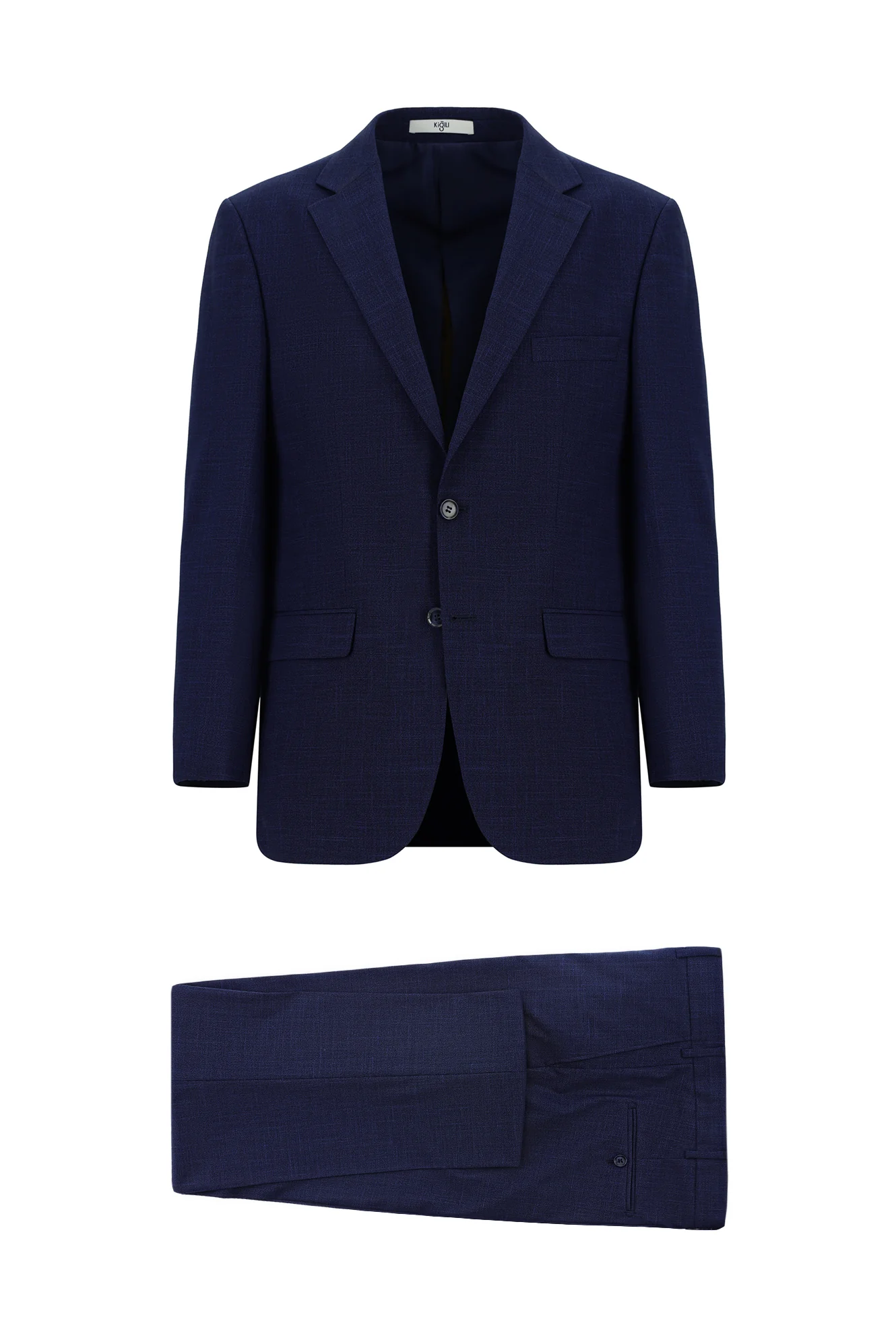 Orta Lacivert 4 Drop Relaxed Fit Rahat Kesim Desenli Takım Elbise