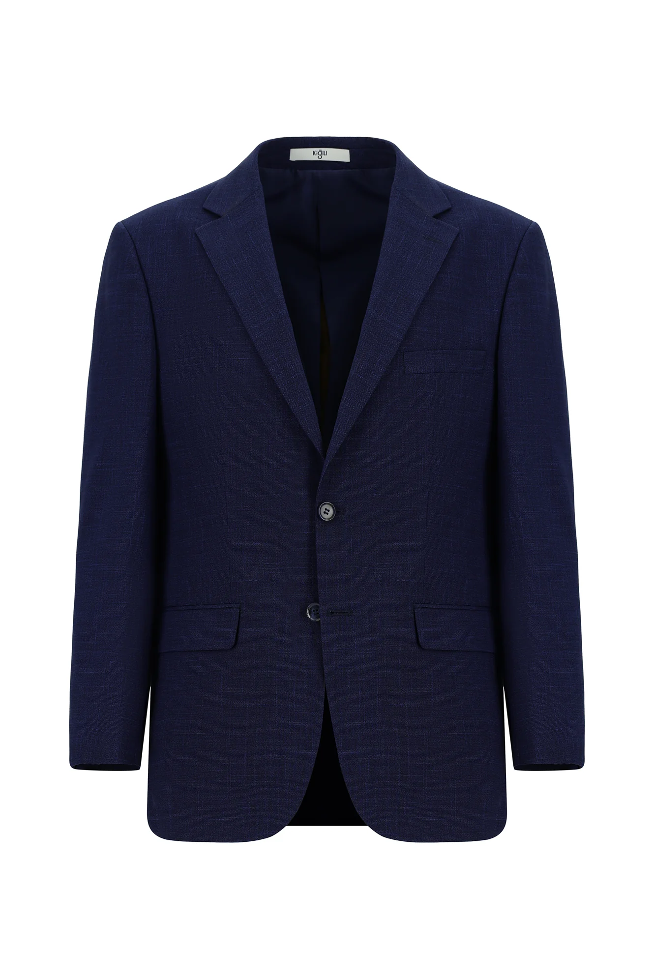 Orta Lacivert 4 Drop Relaxed Fit Rahat Kesim Desenli Takım Elbise - Image 2