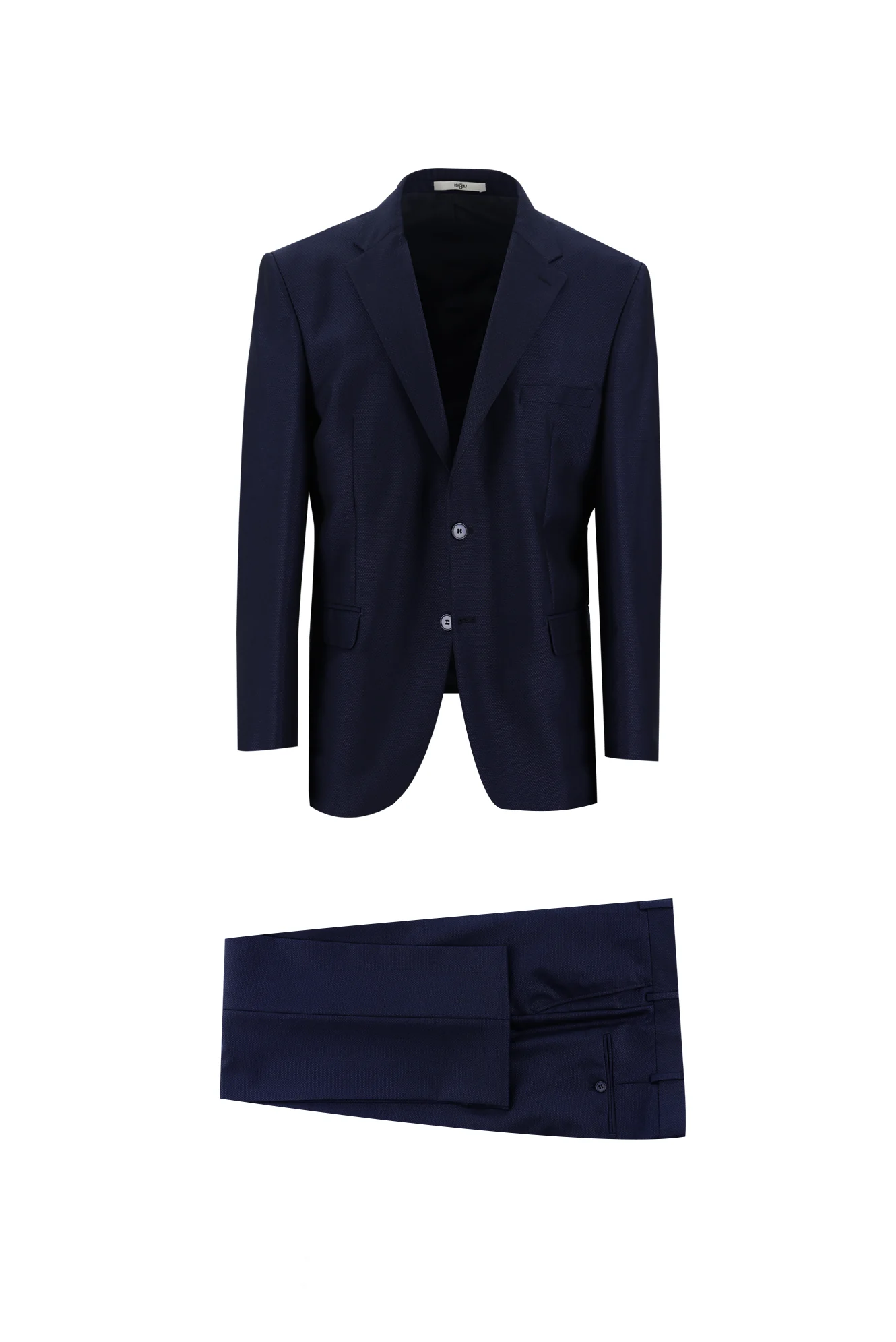 Orta Lacivert 4 Drop Relaxed Fit Rahat Kesim Desenli Takım Elbise