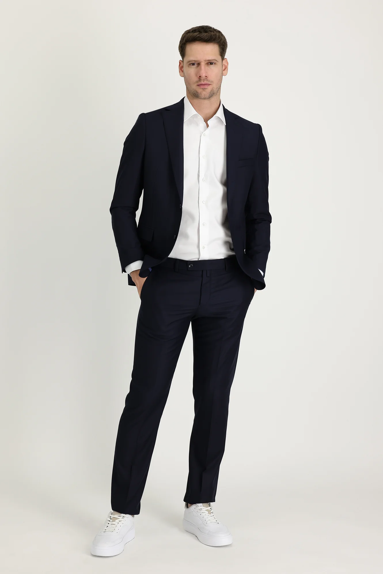 Orta Lacivert 4 Drop Relaxed Fit Rahat Kesim Takım Elbise