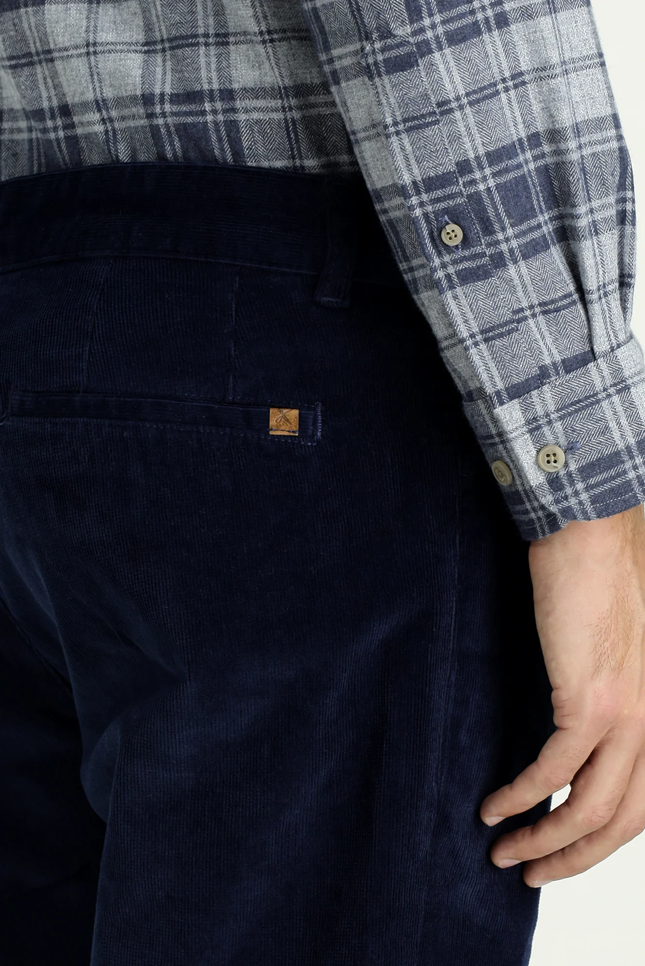 Orta Lacivert Relaxed Fit Rahat Kesim Likralı Kadife Pantolon - Image 6