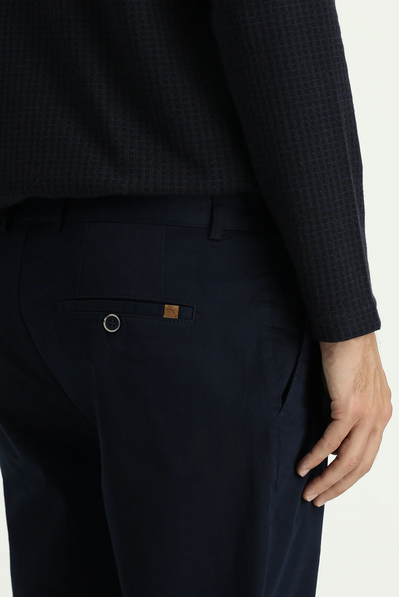 Orta Lacivert Relaxed Fit Rahat Kesim Likralı Kanvas / Chino Pantolon - Image 5