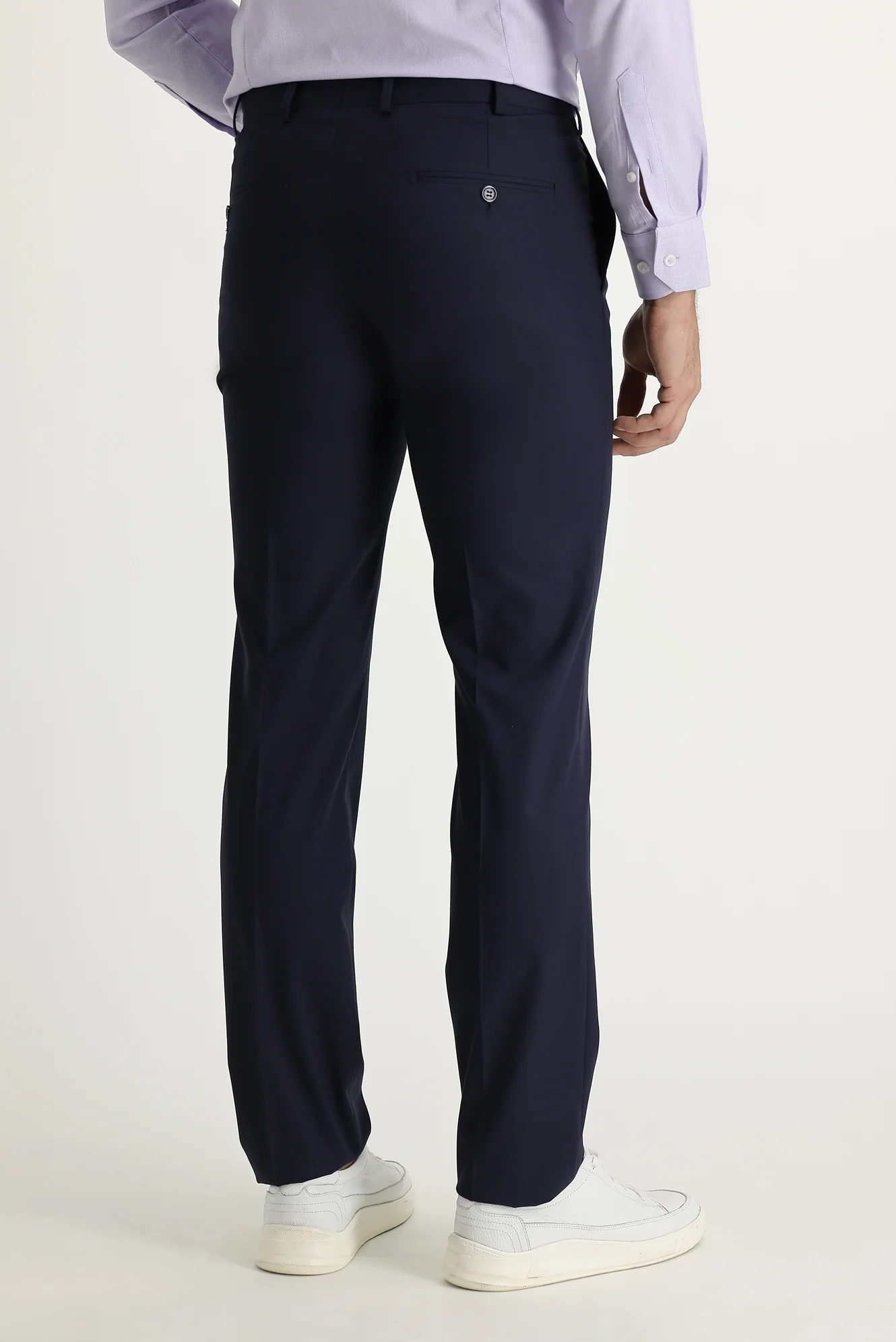 Orta Lacivert 4 Drop Relaxed Fit Rahat Kesim Likralı Klasik Kumaş Pantolon - Image 3
