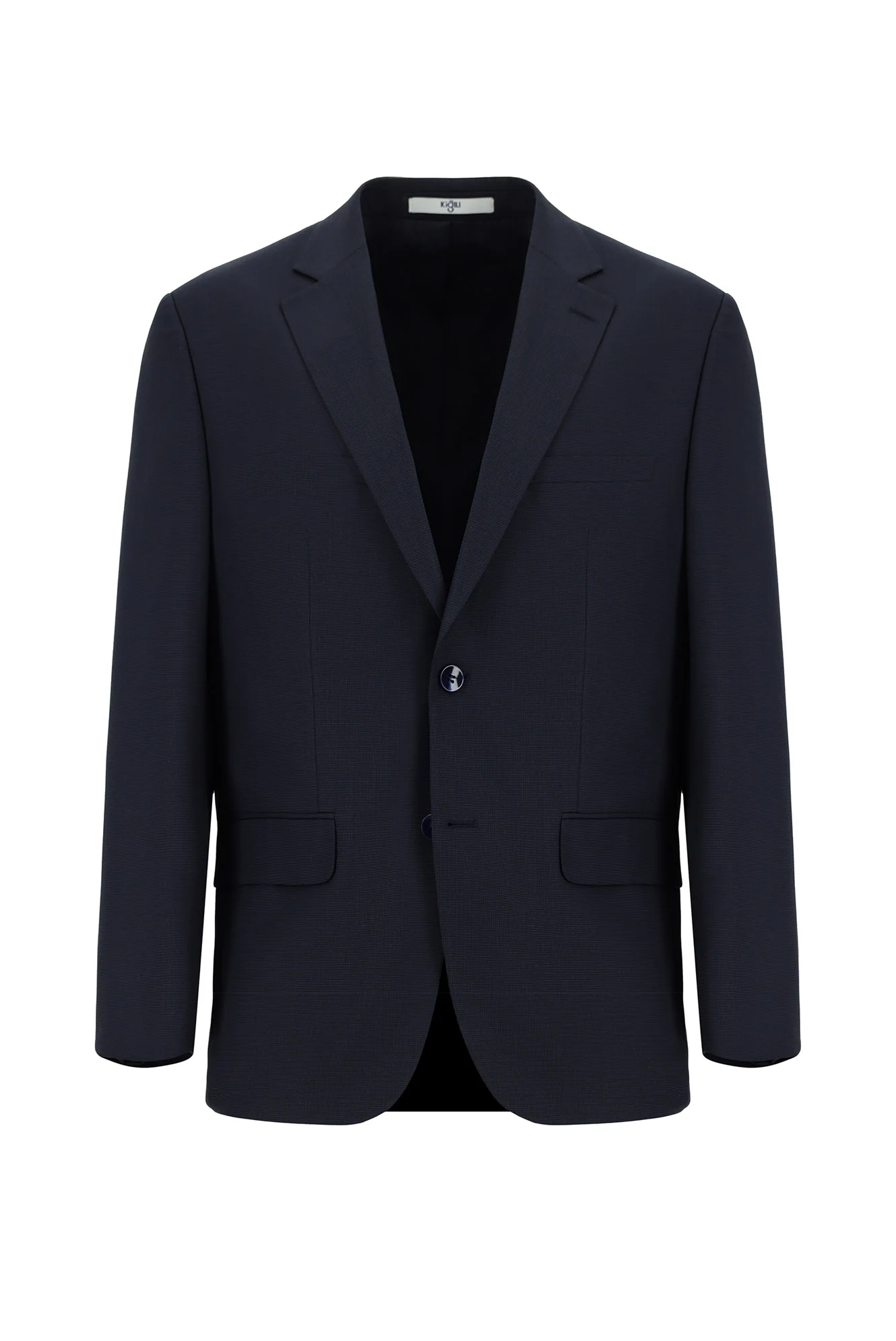 Orta Lacivert 4 Drop Relaxed Fit Rahat Kesim Yünlü Desenli Takım Elbise - Image 2