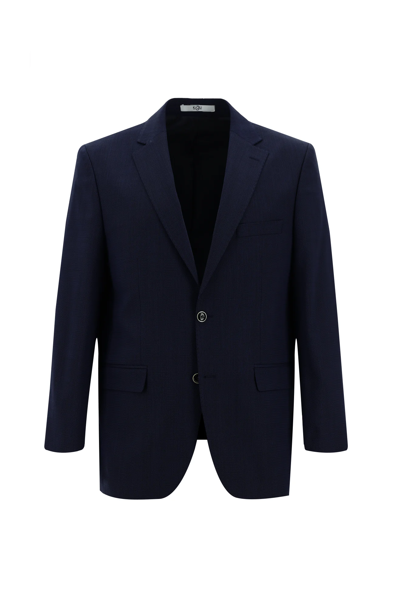 Orta Lacivert 4 Drop Relaxed Fit Rahat Kesim Yünlü Desenli Takım Elbise - Image 2