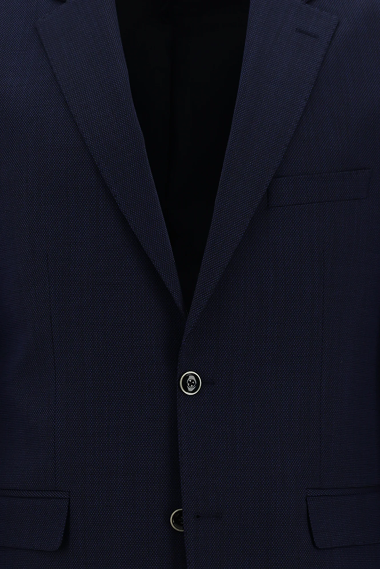 Orta Lacivert 4 Drop Relaxed Fit Rahat Kesim Yünlü Desenli Takım Elbise - Image 4