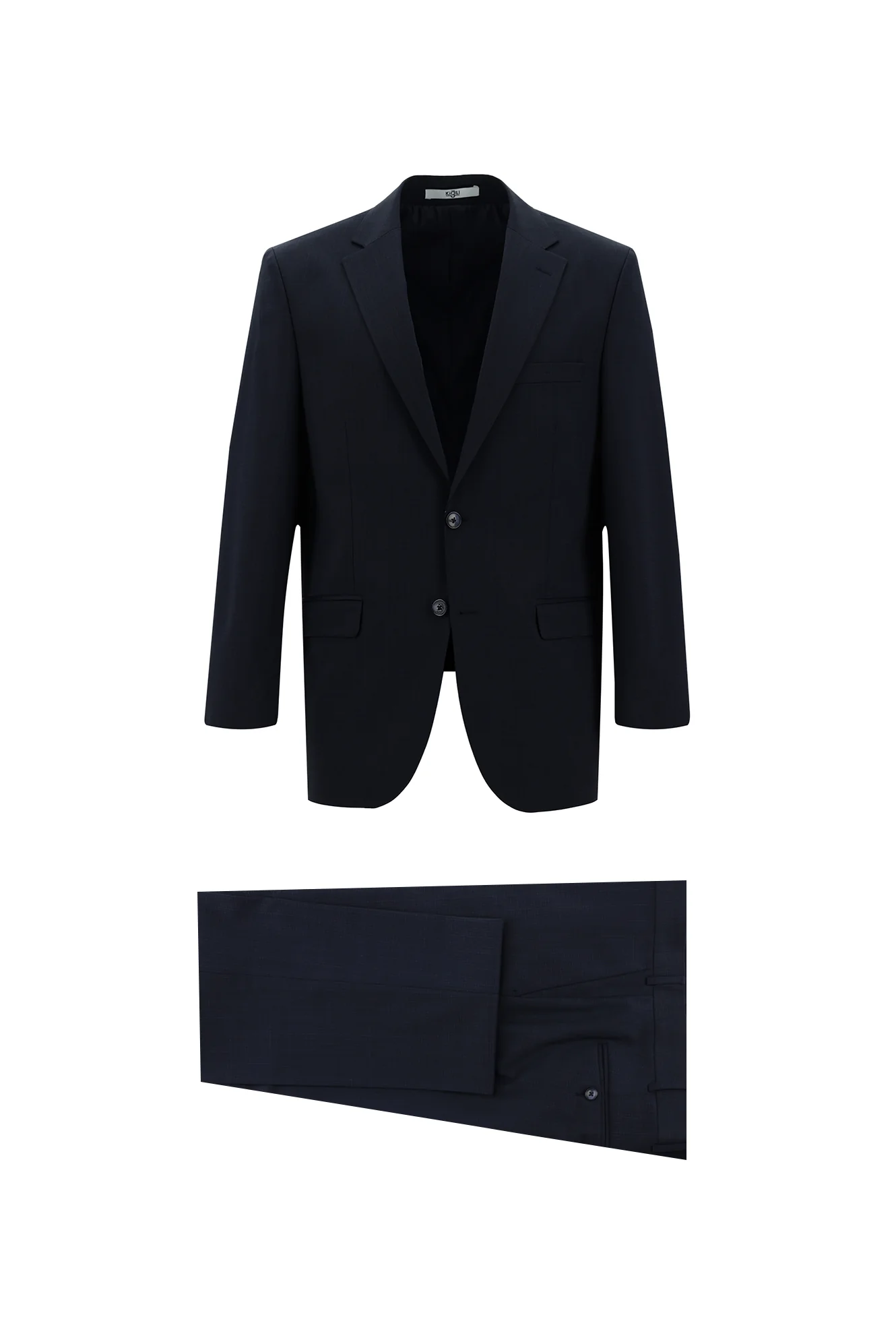 Orta Lacivert 4 Drop Relaxed Fit Rahat Kesim Yünlü Desenli Takım Elbise