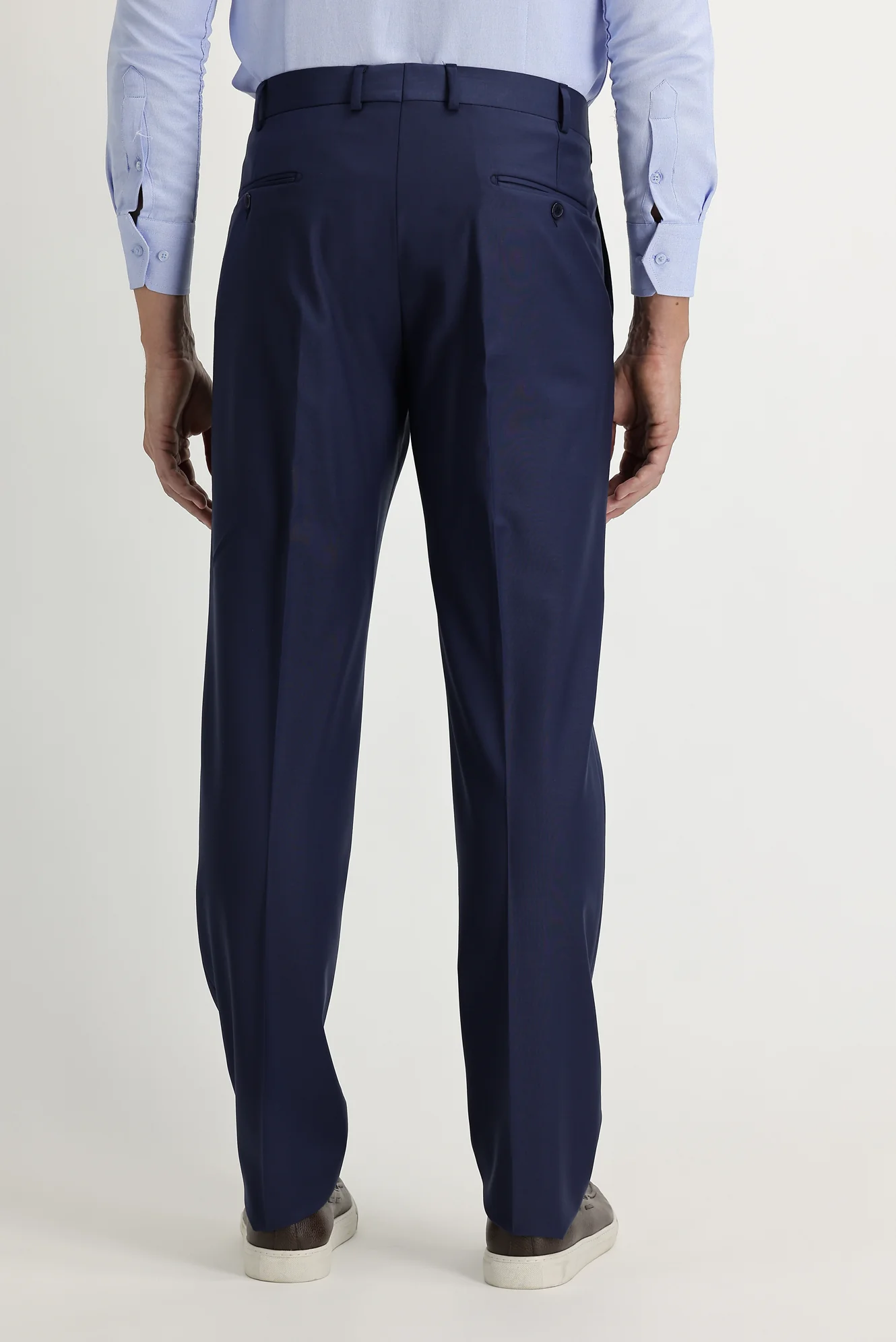 Orta Lacivert 4 Drop Relaxed Fit Rahat Kesim Yünlü Klasik Kumaş Pantolon - Image 3