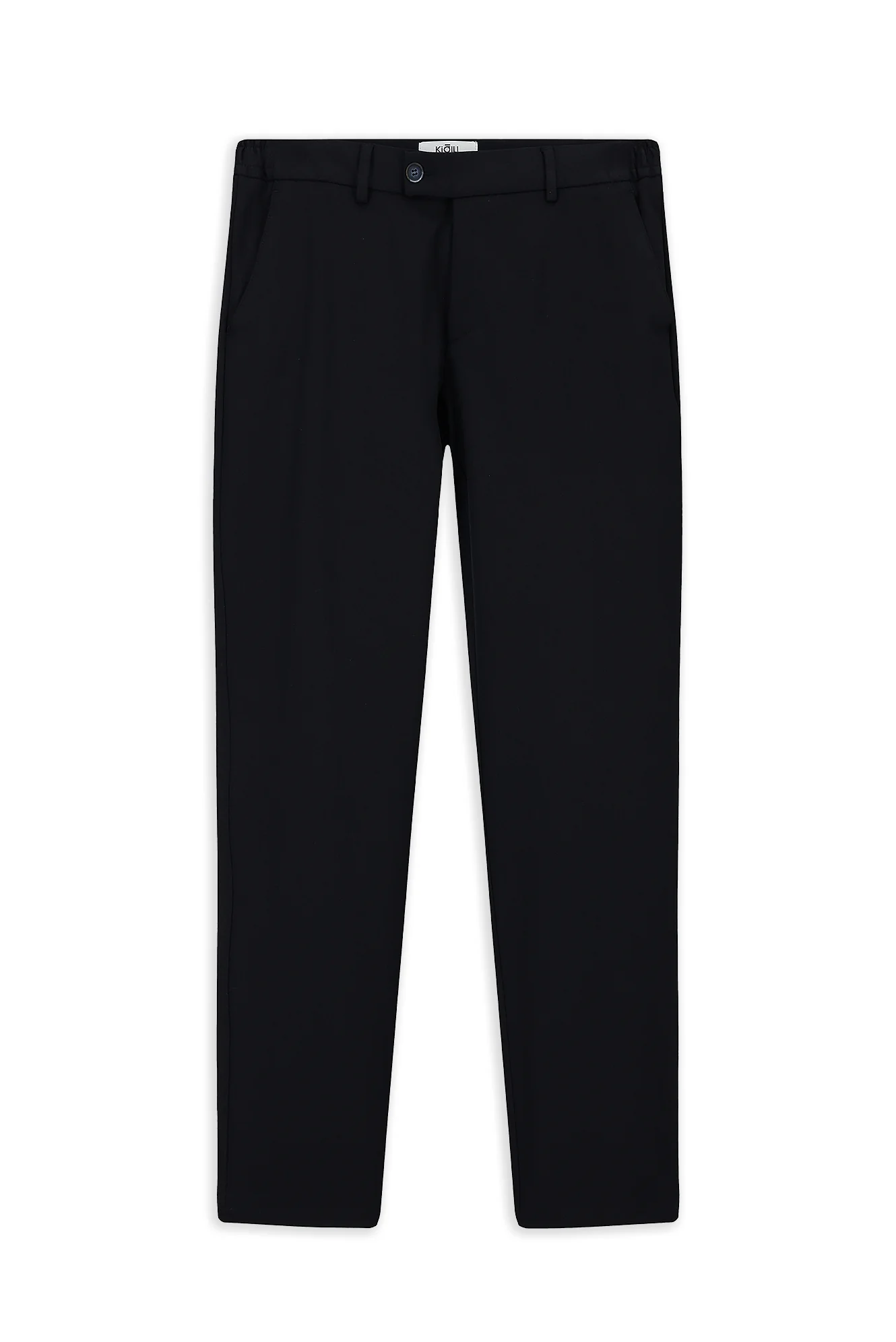 Orta Lacivert Slim Fit Dar Kesim Beli Lastikli Pamuklu Kanvas / Chino Pantolon - Image 7