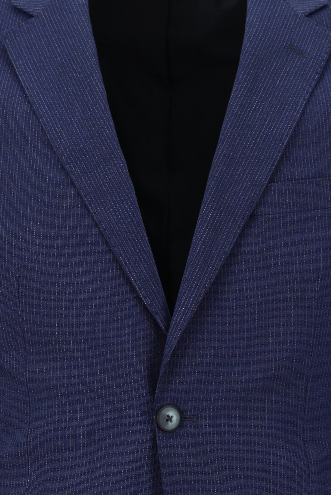 Orta Lacivert 7 Drop Slim Fit Dar Kesim Beli Lastikli İpli Çizgili Takım Elbise - Image 4