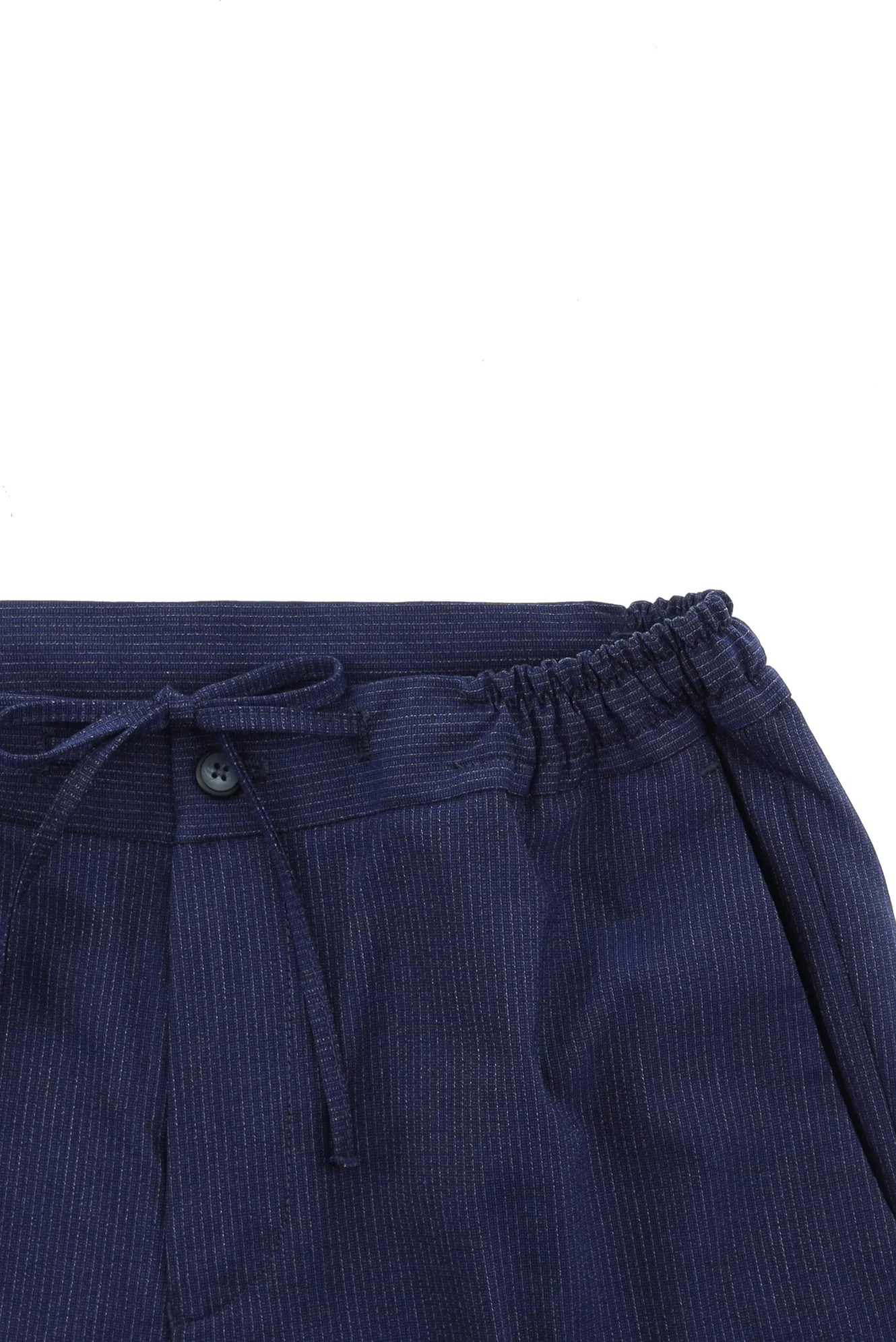 Orta Lacivert 7 Drop Slim Fit Dar Kesim Beli Lastikli İpli Çizgili Takım Elbise - Image 5