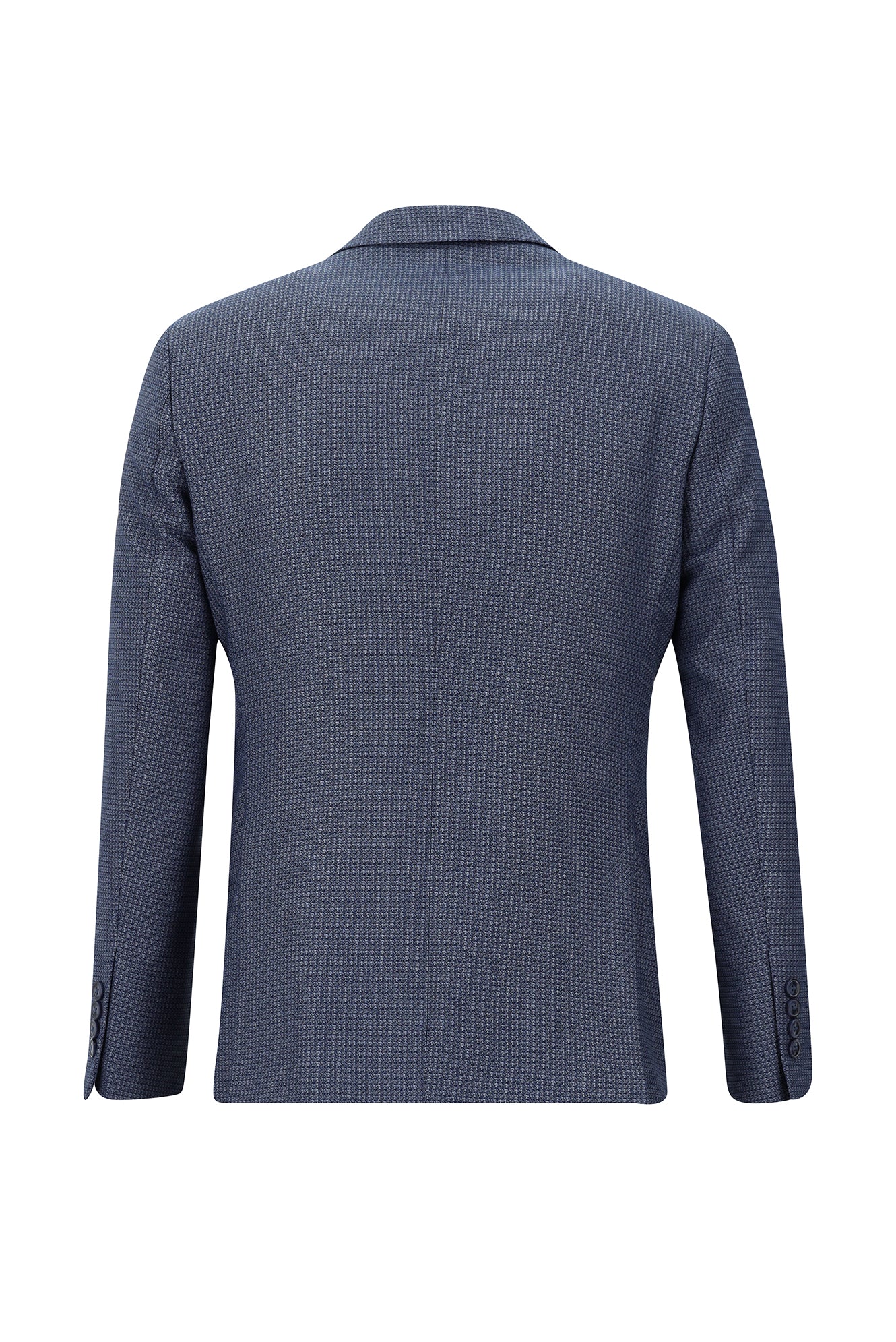 Orta Lacivert 7 Drop Slim Fit Dar Kesim Beli Lastikli İpli Kombinli Yelekli Takım Elbise - Image 3