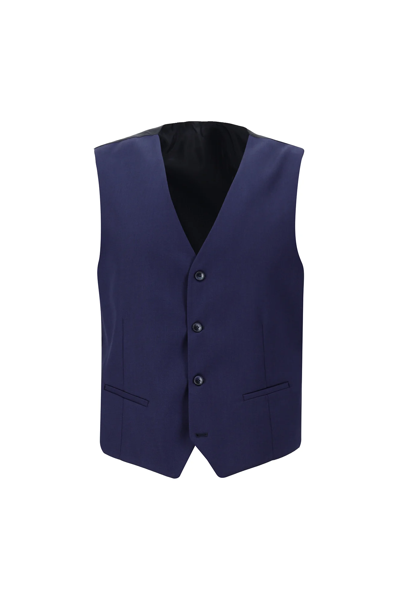 Orta Lacivert 7 Drop Slim Fit Dar Kesim Beli Lastikli İpli Kombinli Yelekli Takım Elbise - Image 4