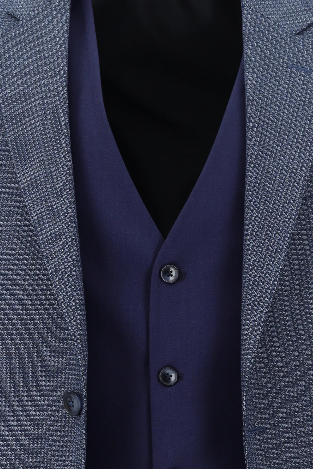 Orta Lacivert 7 Drop Slim Fit Dar Kesim Beli Lastikli İpli Kombinli Yelekli Takım Elbise - Image 6