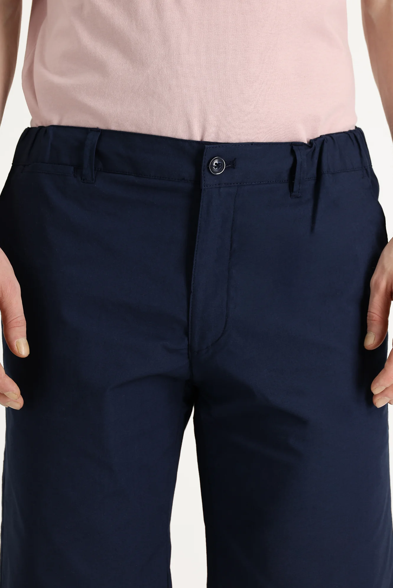 Orta Lacivert Slim Fit Dar Kesim Bermuda Şort - Image 2