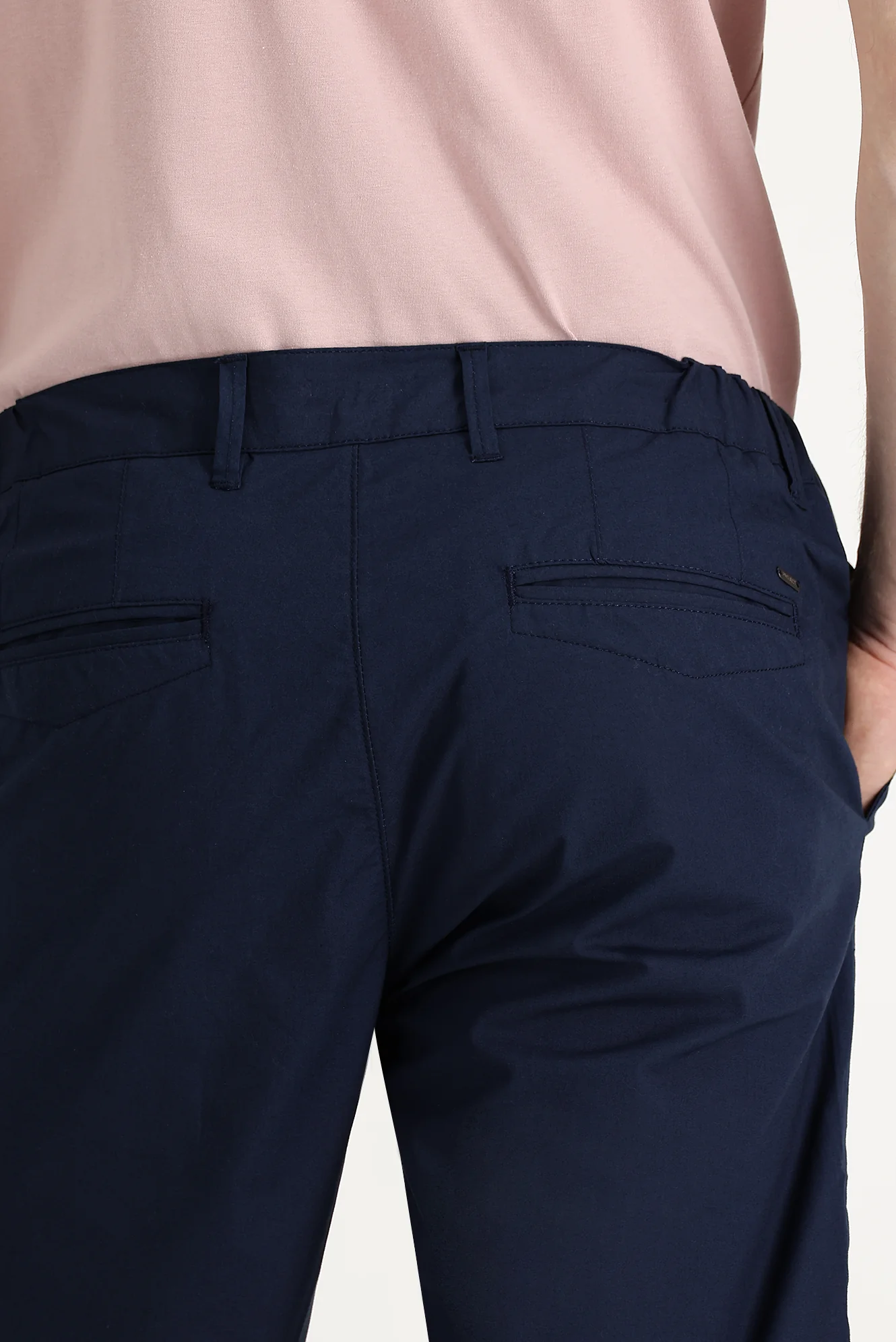 Orta Lacivert Slim Fit Dar Kesim Bermuda Şort - Image 4